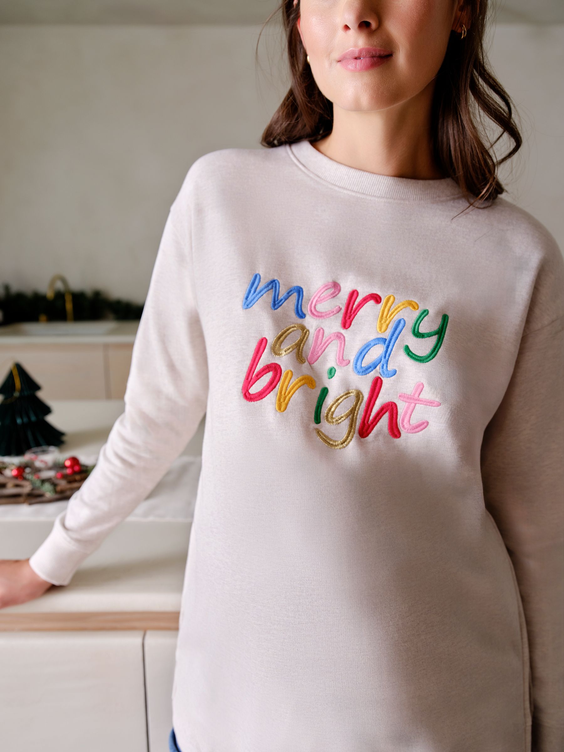 Cream Maternity Merry And Bright Sweatshirt - Image 2 of 5
