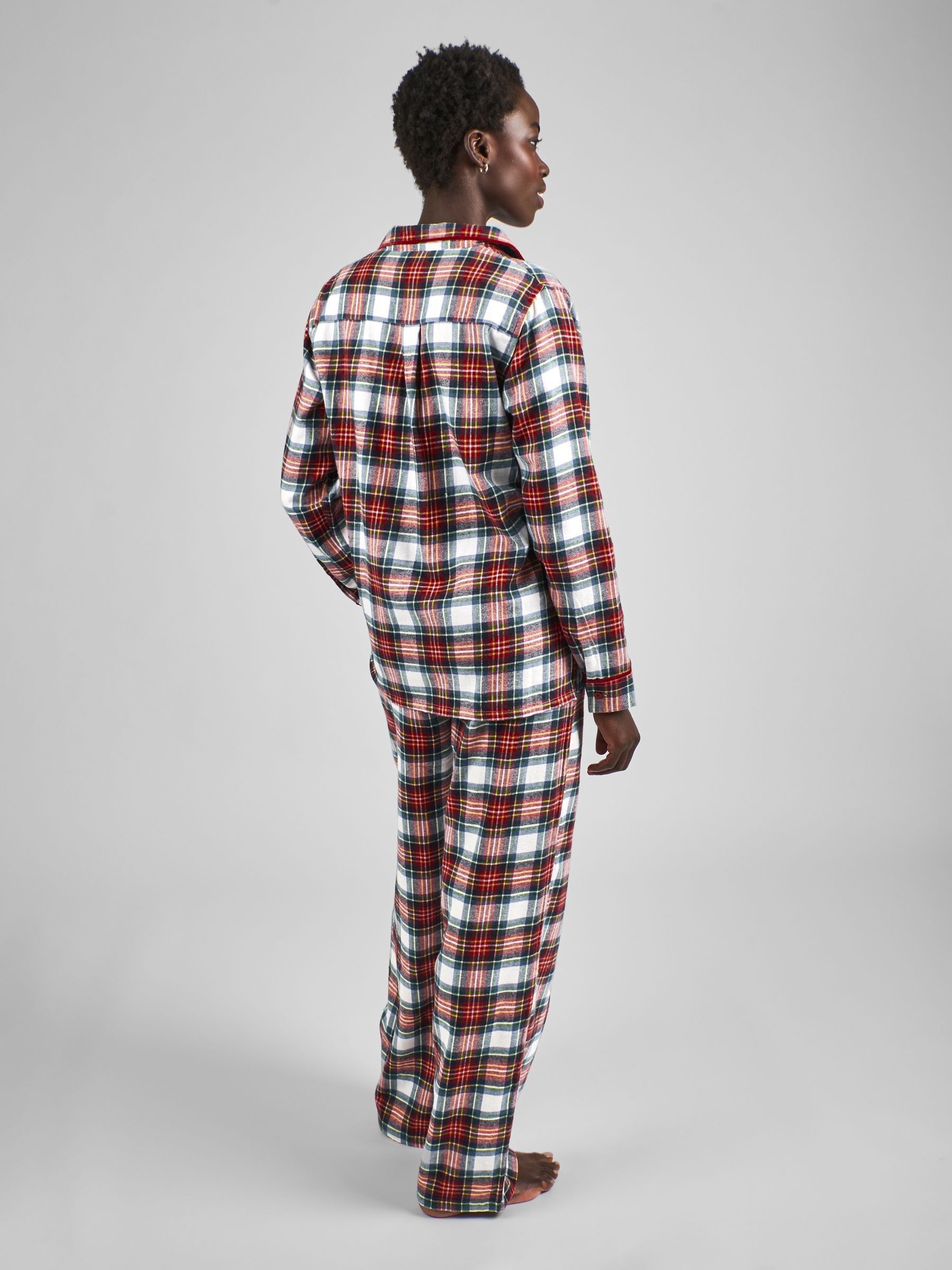 Cream Womens Check Woven Pyjamas Set - Image 4 of 5
