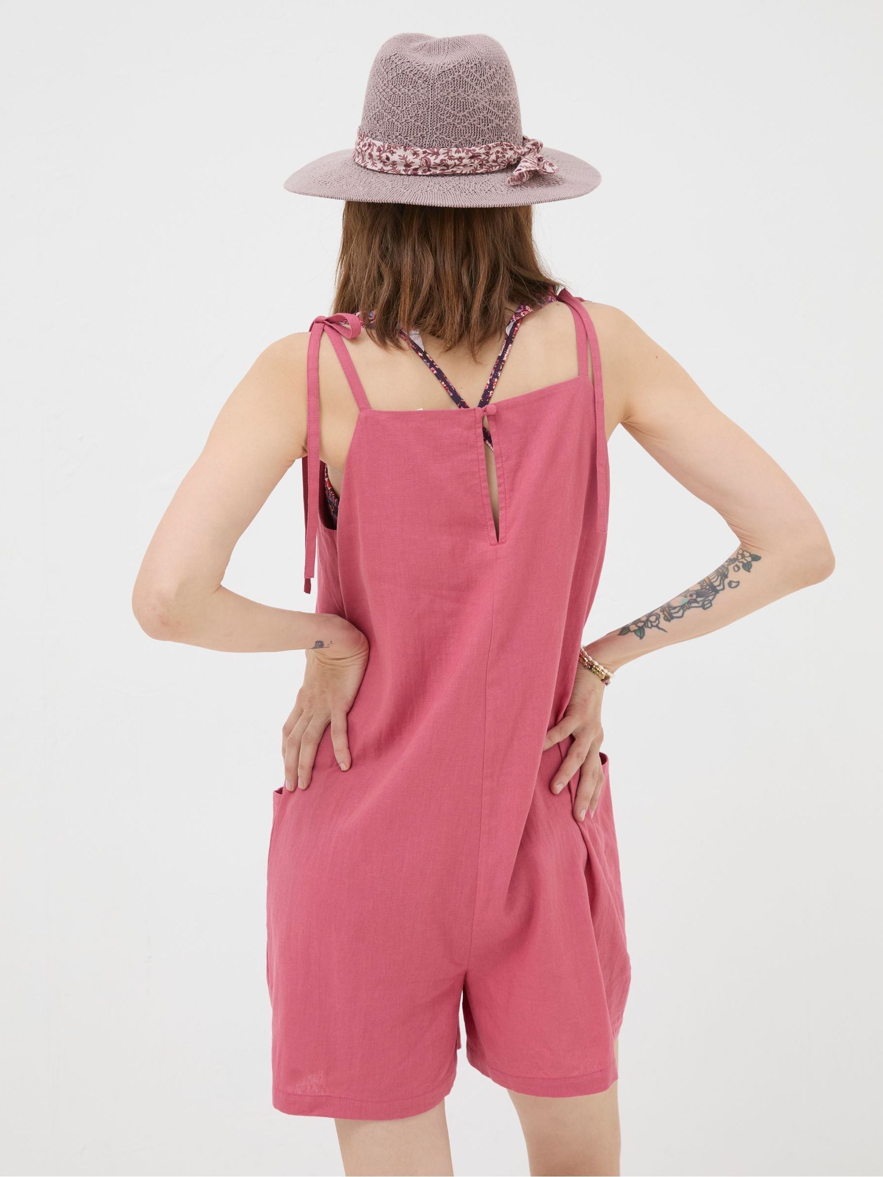 Hallie Pink Linen Blend Playsuit - Image 2 of 5