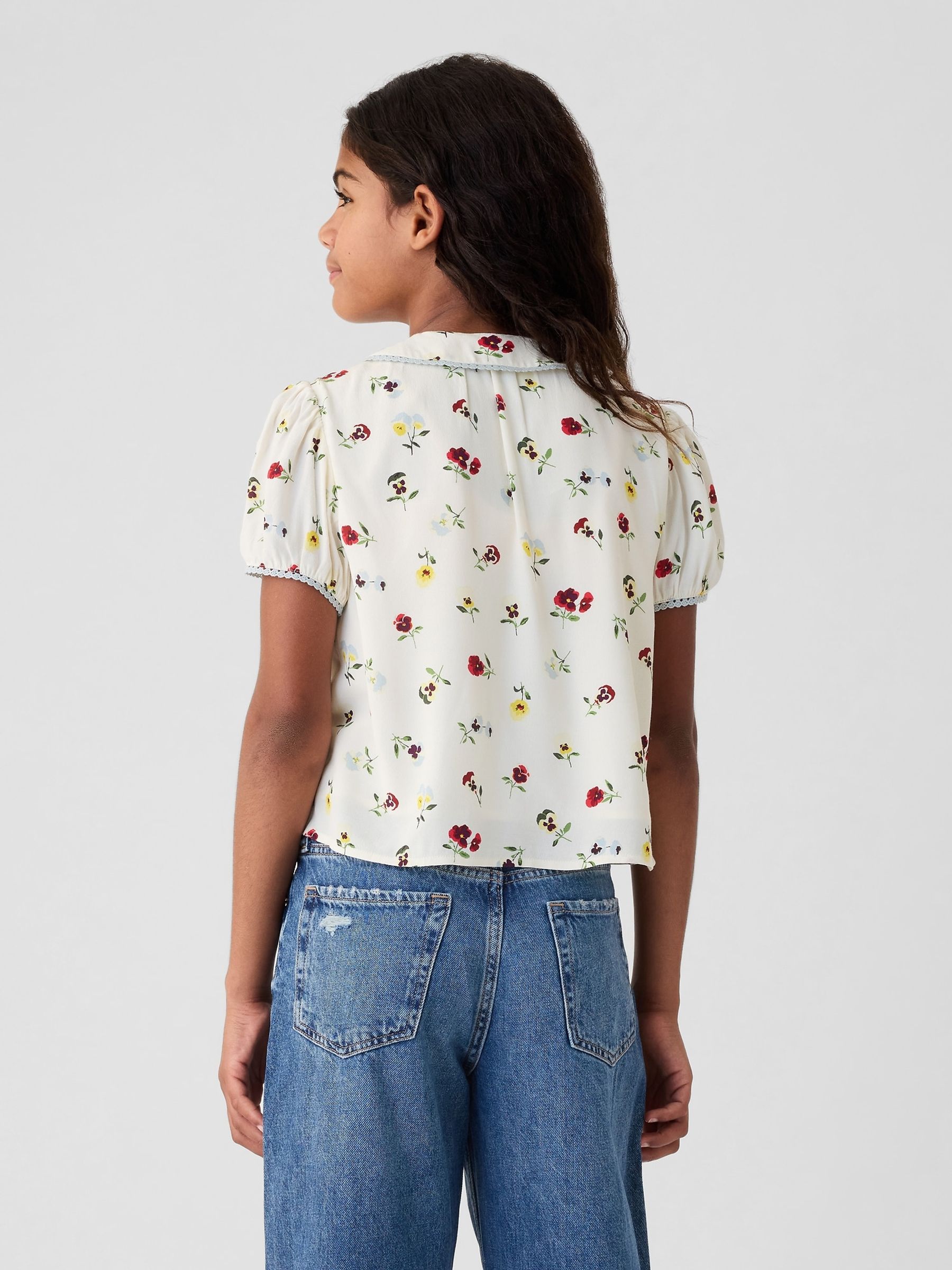 Cream DÔEN Floral Blouse (Kids) - Image 2 of 5