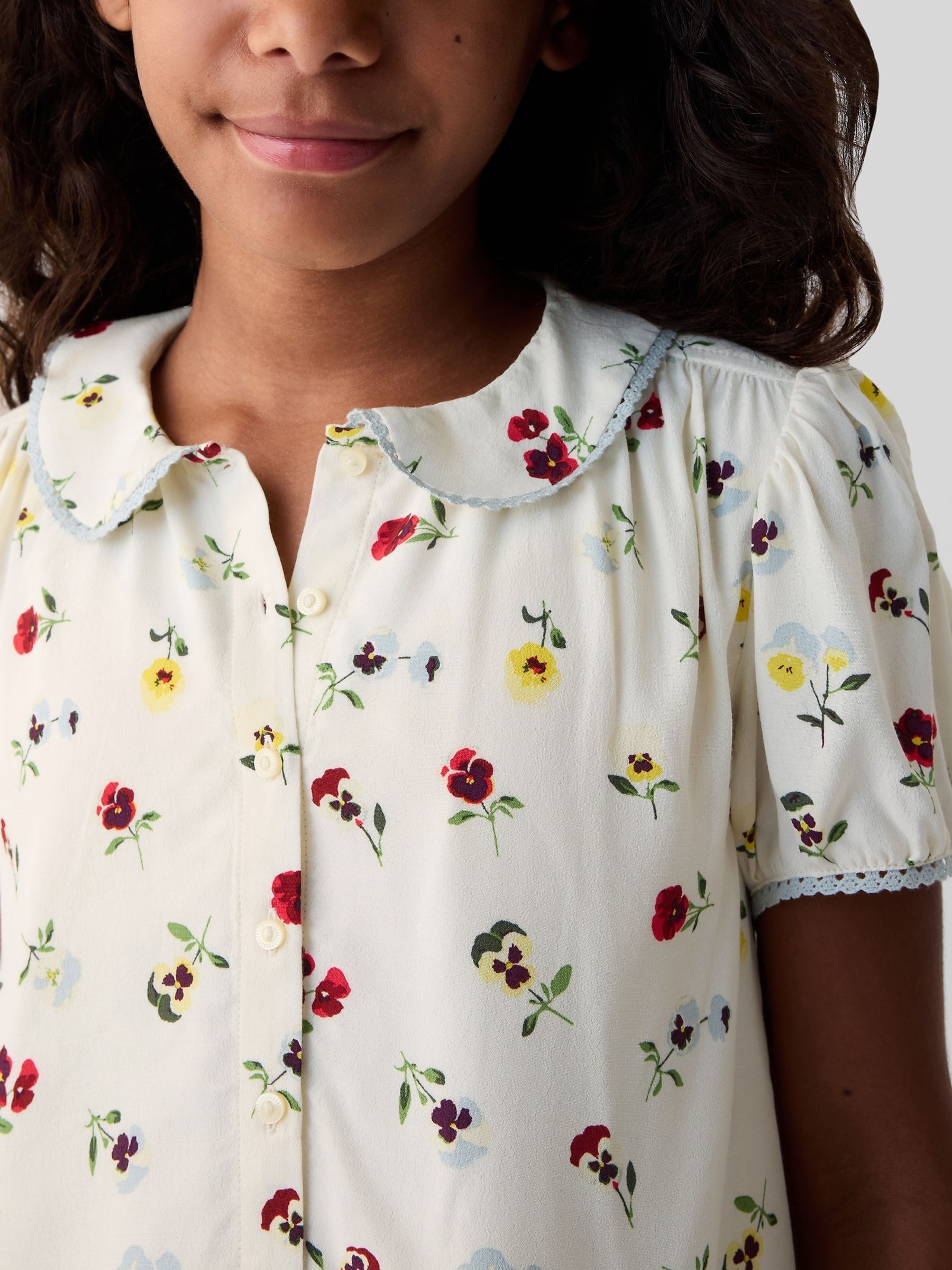 Cream DÔEN Floral Blouse (Kids) - Image 3 of 5