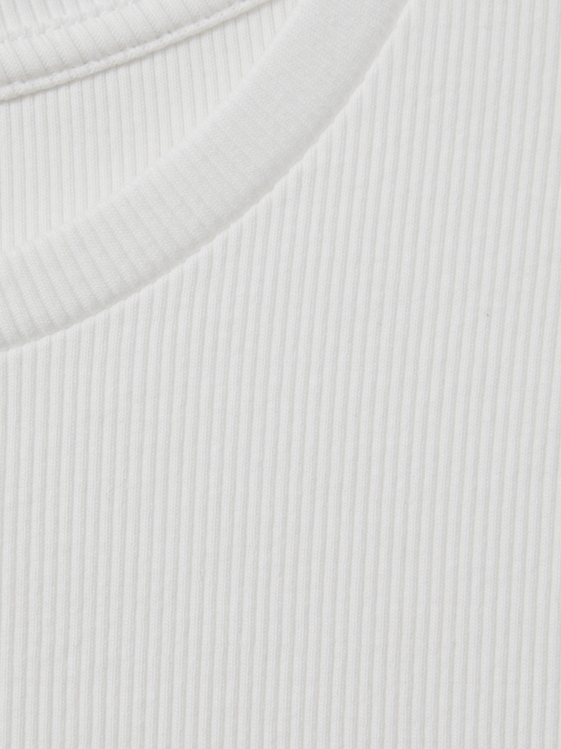 Cotton Blend Crew Neck Top in White - Image 6 of 6