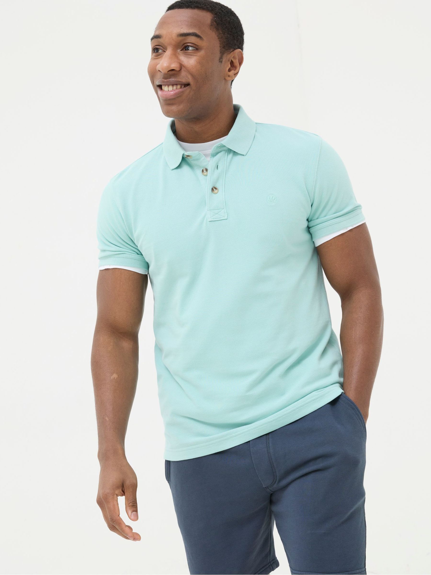 Turquoise Blue Pique Polo Shirt FatFace
