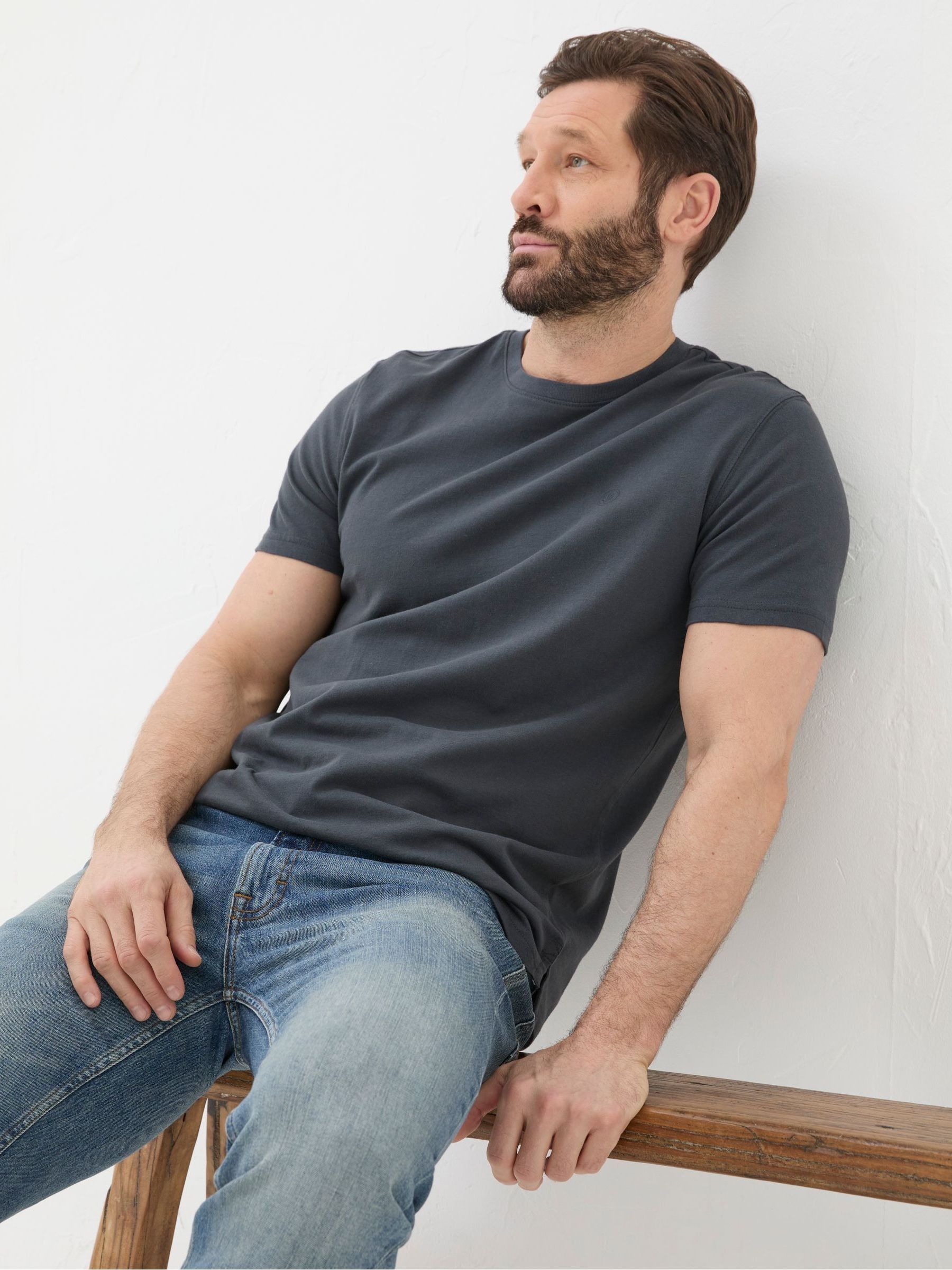 Lulworth Dark Grey 100% Cotton Organic Crew T-Shirt - Image 3 of 5