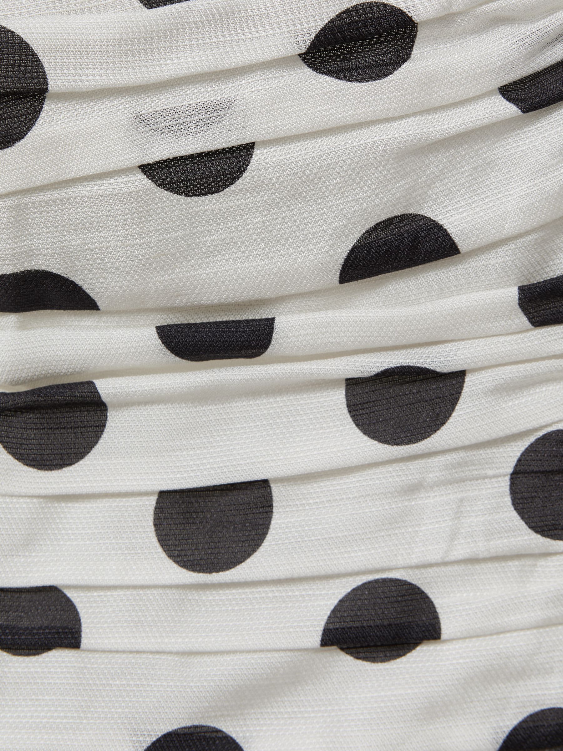 Viscose Linen Polka Dot Ruched Strapless Top in White/Black - Image 2 of 6