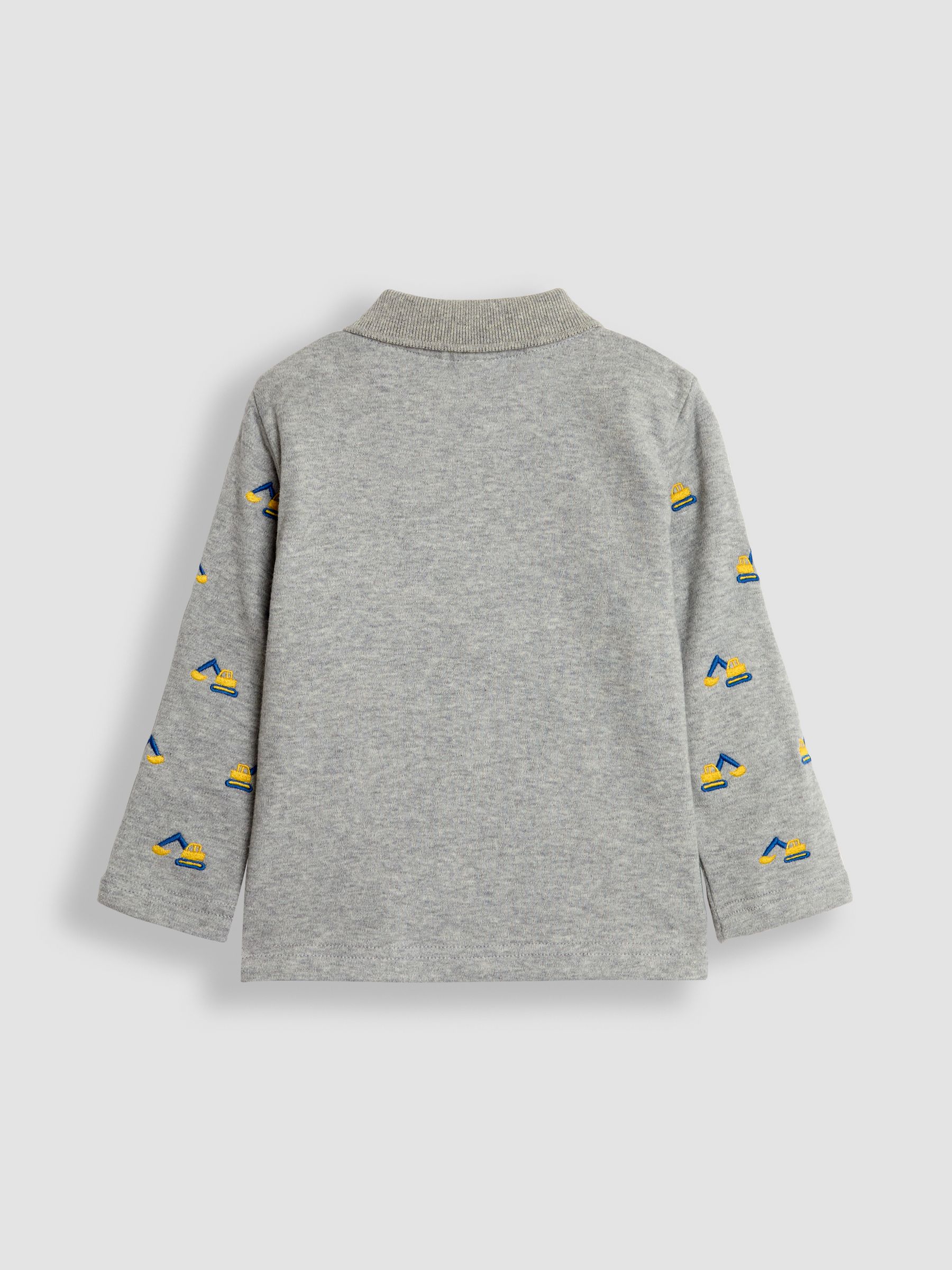 Grey Marl Digger Long Sleeve Embroidered Polo Shirt - Image 2 of 3