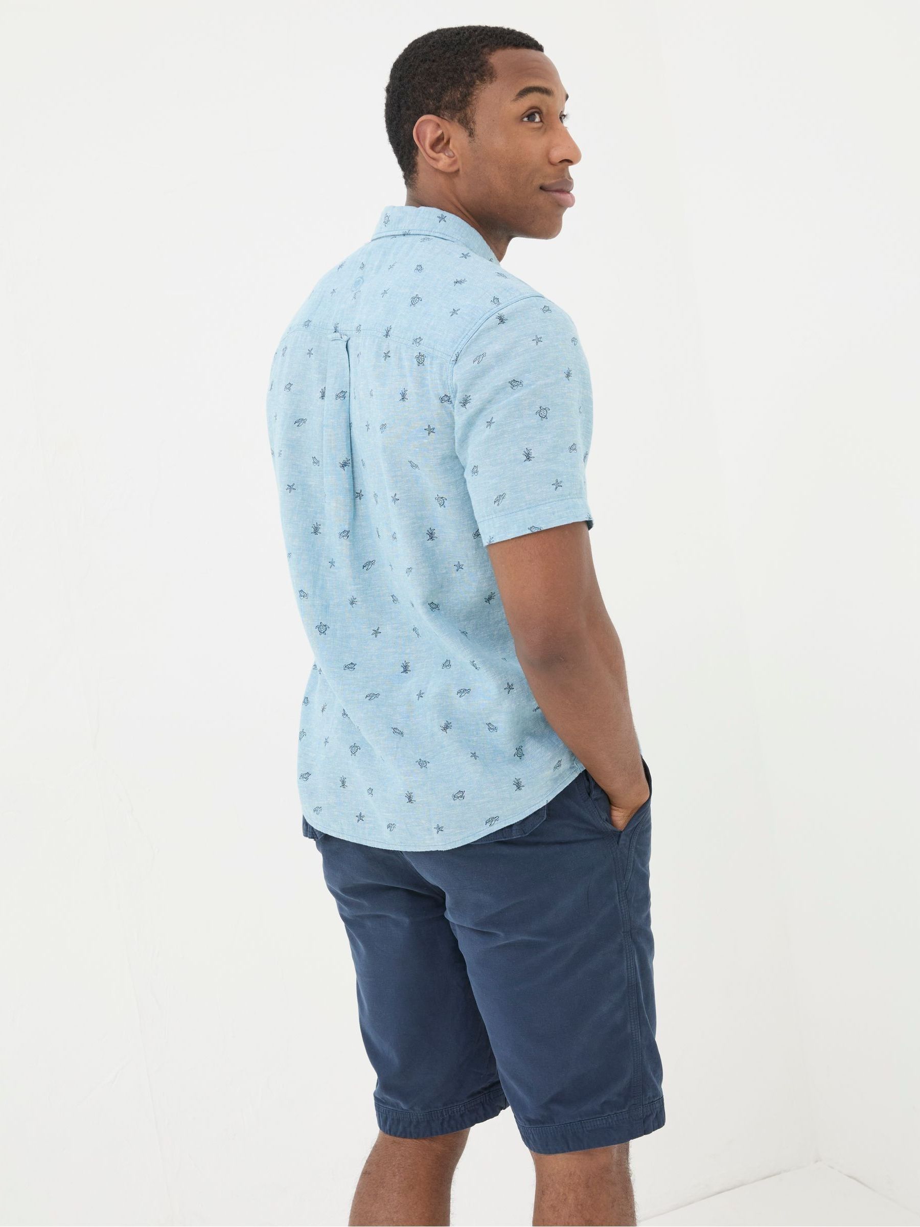 Blue Short Sleeve Turtle Print Shirt - Image 2 of 4
