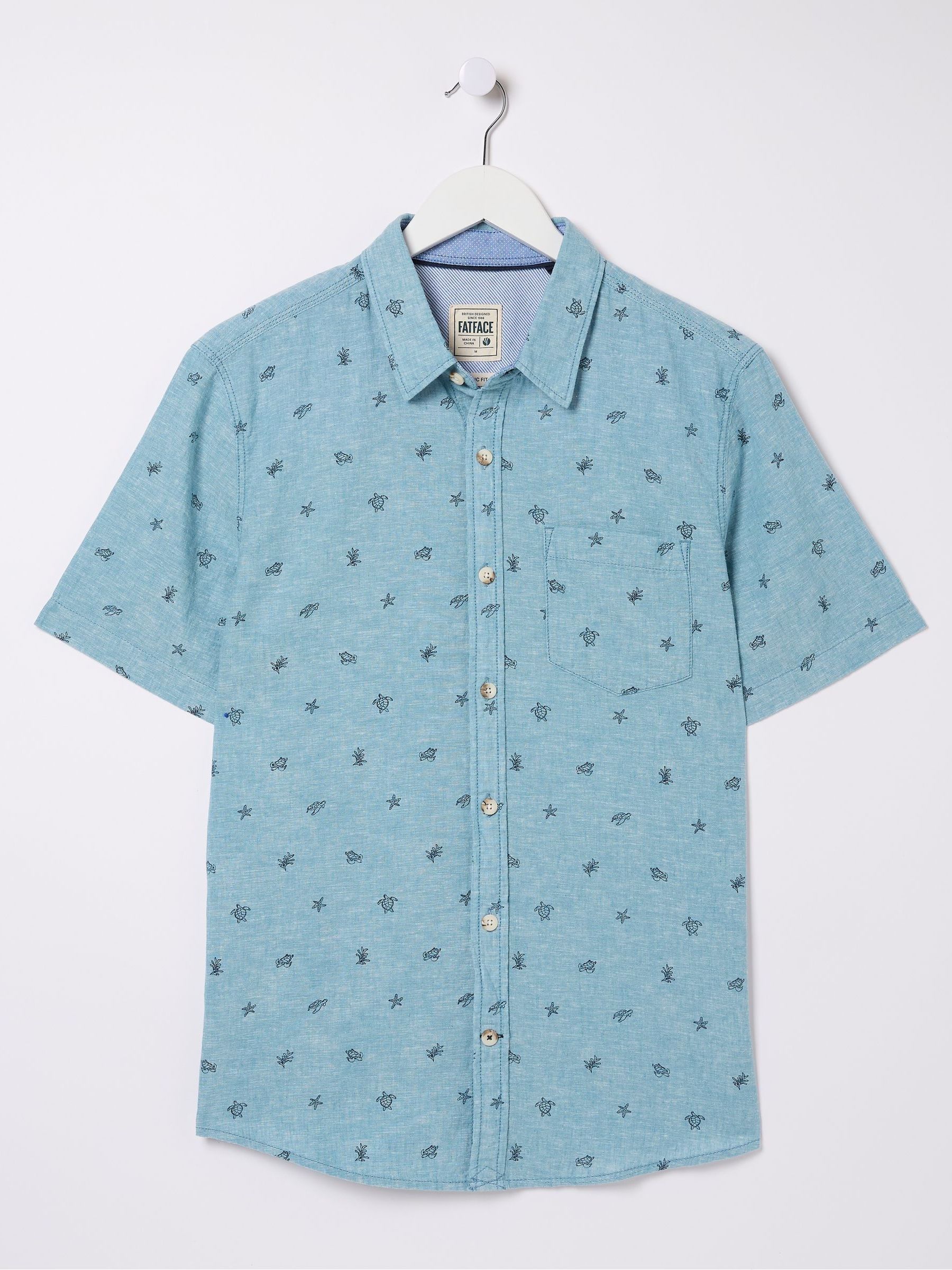 Blue Short Sleeve Turtle Print Shirt - Image 4 of 4