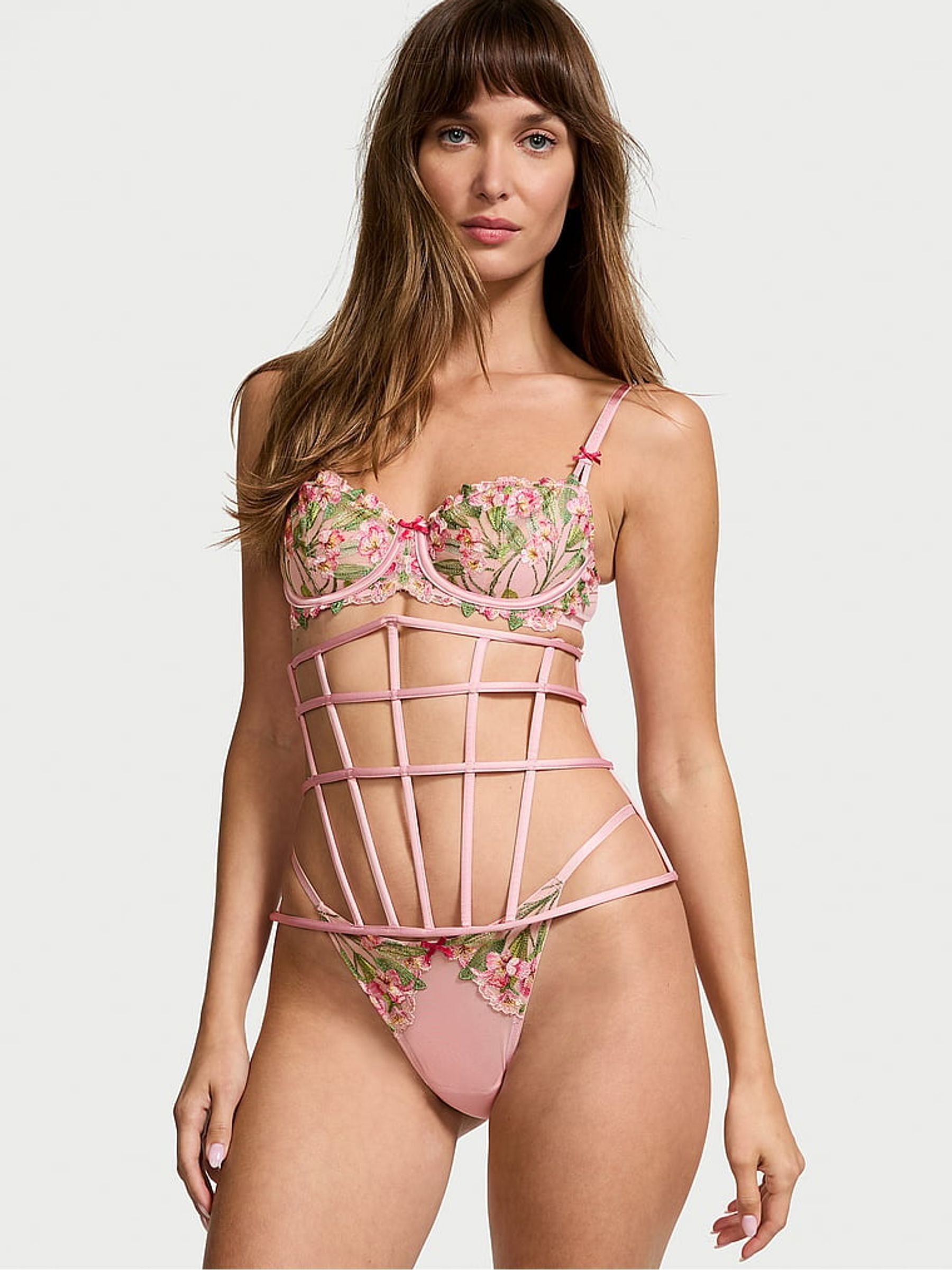 Pink Lily Embroidery Corset - Image 1 of 3