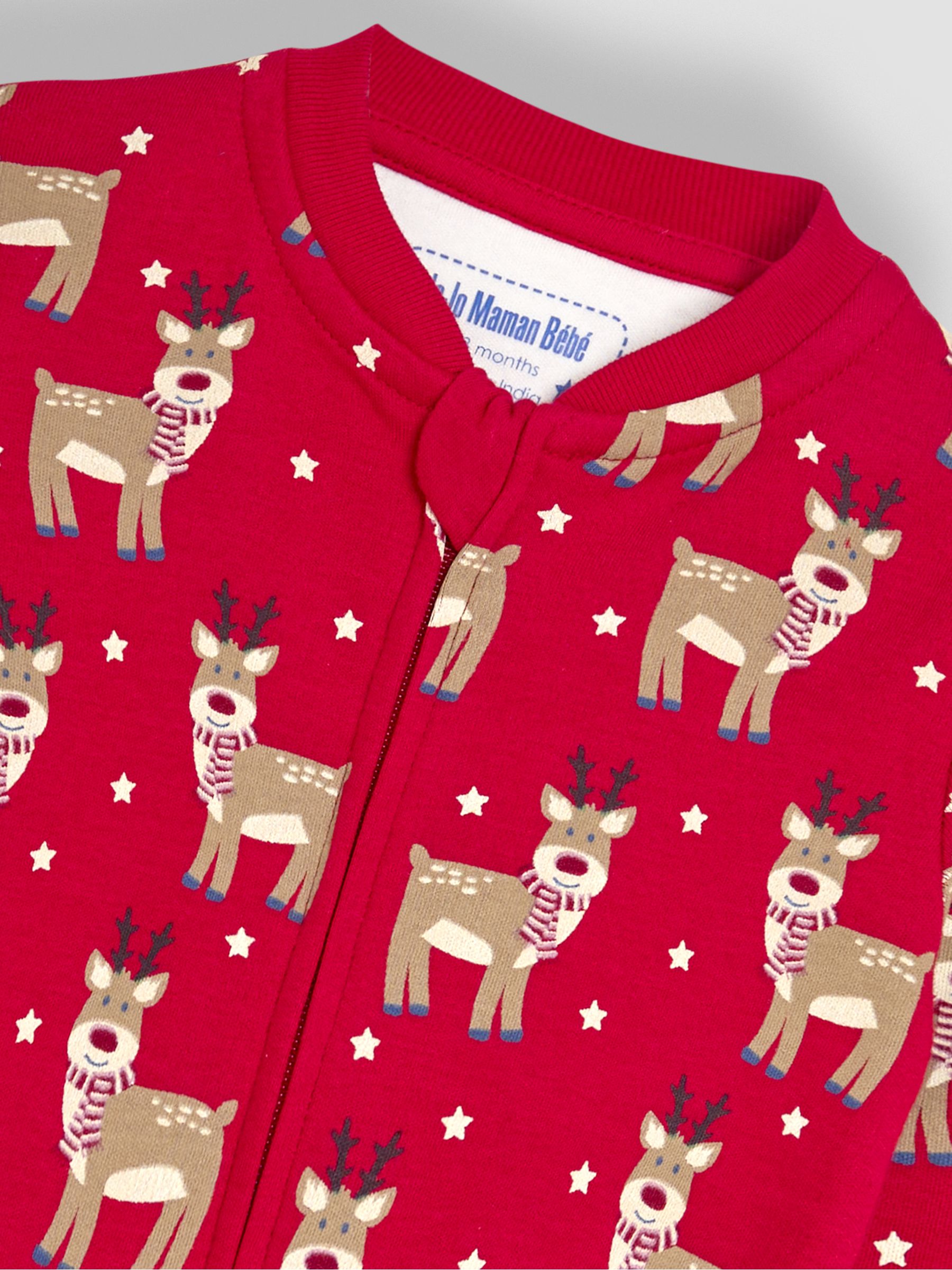 Red Cotton Christmas Print Zip Sleepsuit - Image 7 of 7