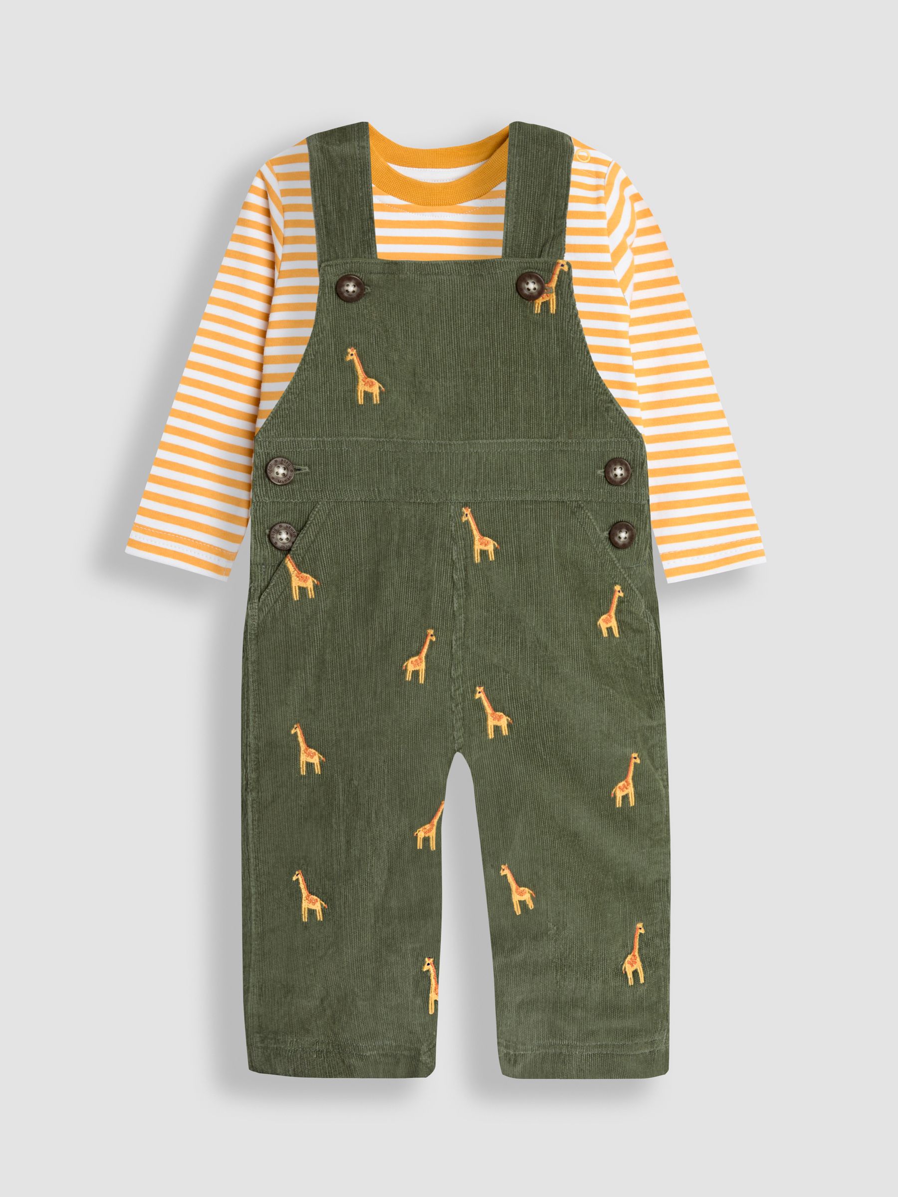 Khaki Embroidered Dungarees & Top Set - Image 1 of 6