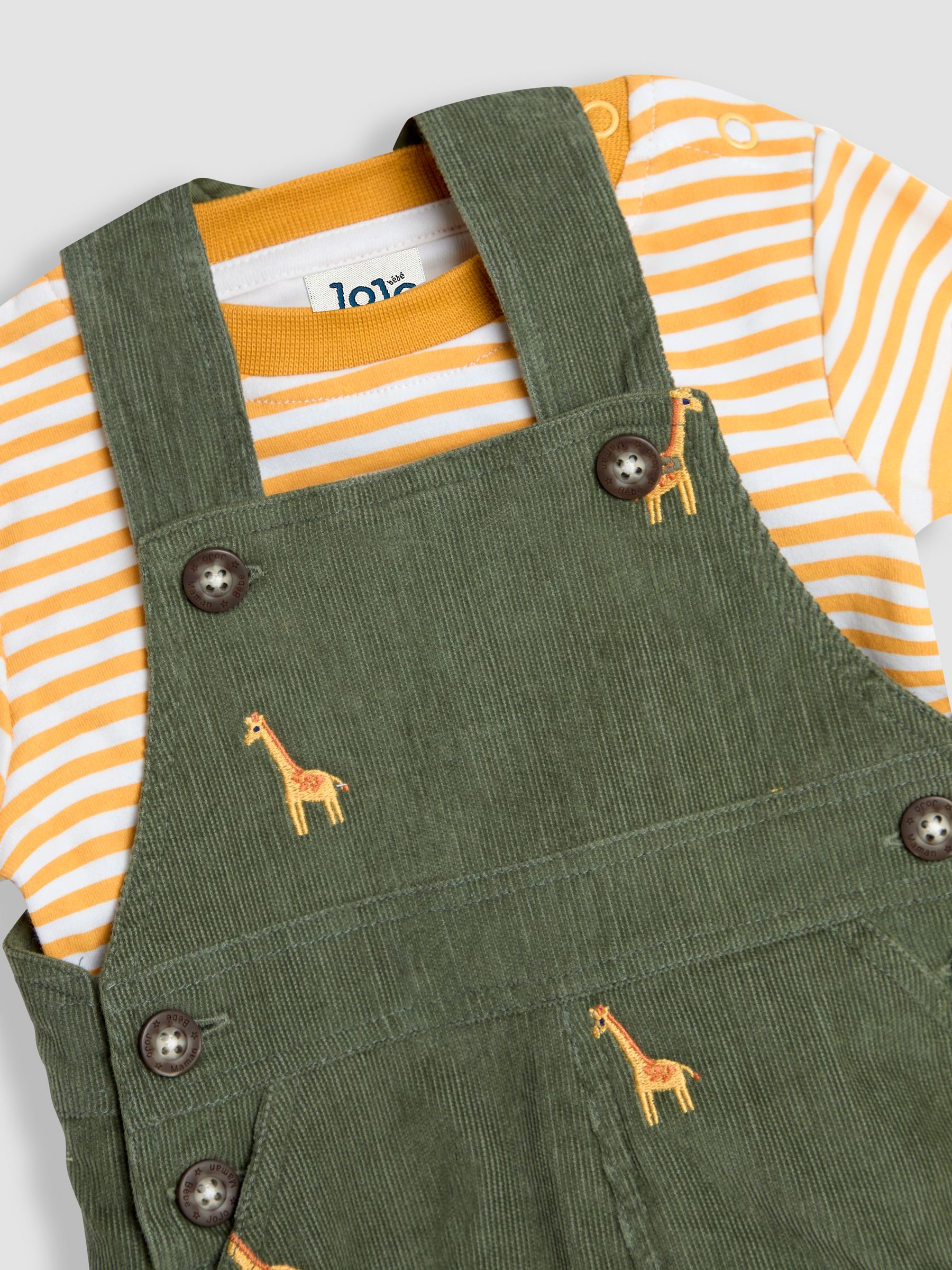 Khaki Embroidered Dungarees & Top Set - Image 6 of 6