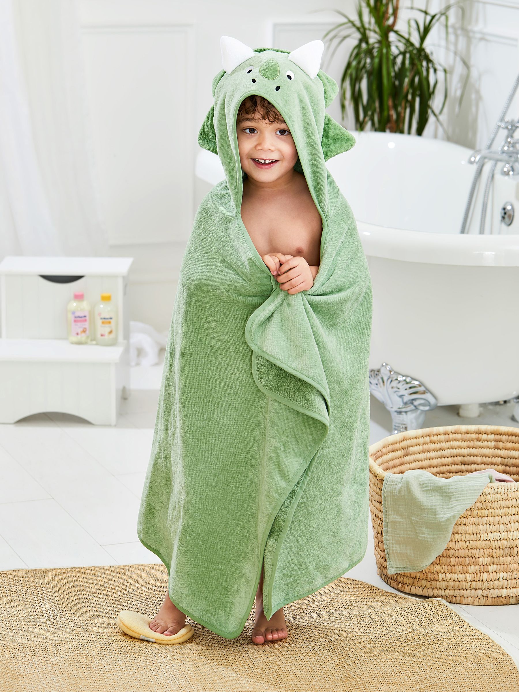 Baby Bath Towels Towel With Hood For Child Green Dino Personalised