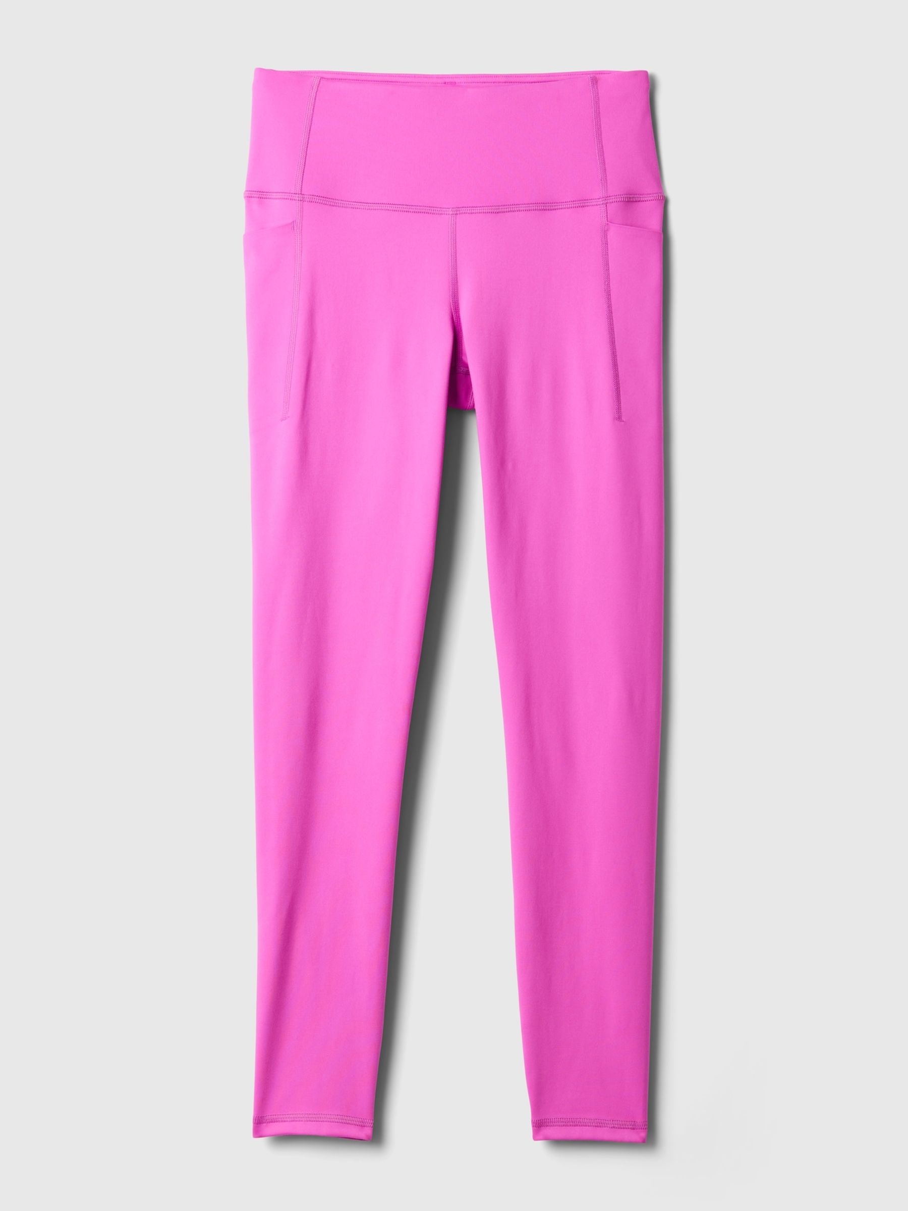 Pink High Waisted Power Stretch Full Length Pocket Leggings - Image 5 of 5