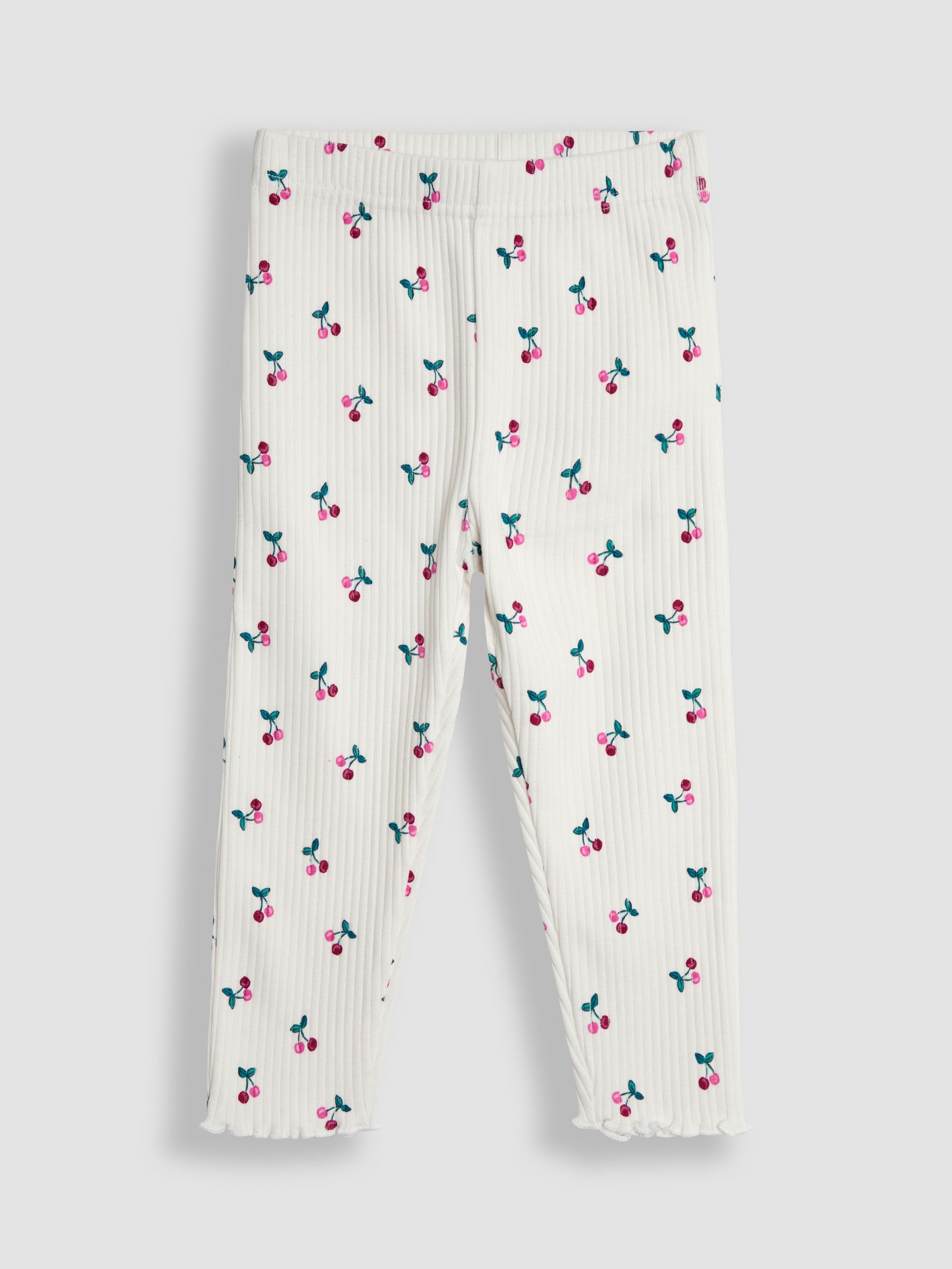 Cream Cherry Rib Frill Leggings 2 Pack - Image 2 of 7