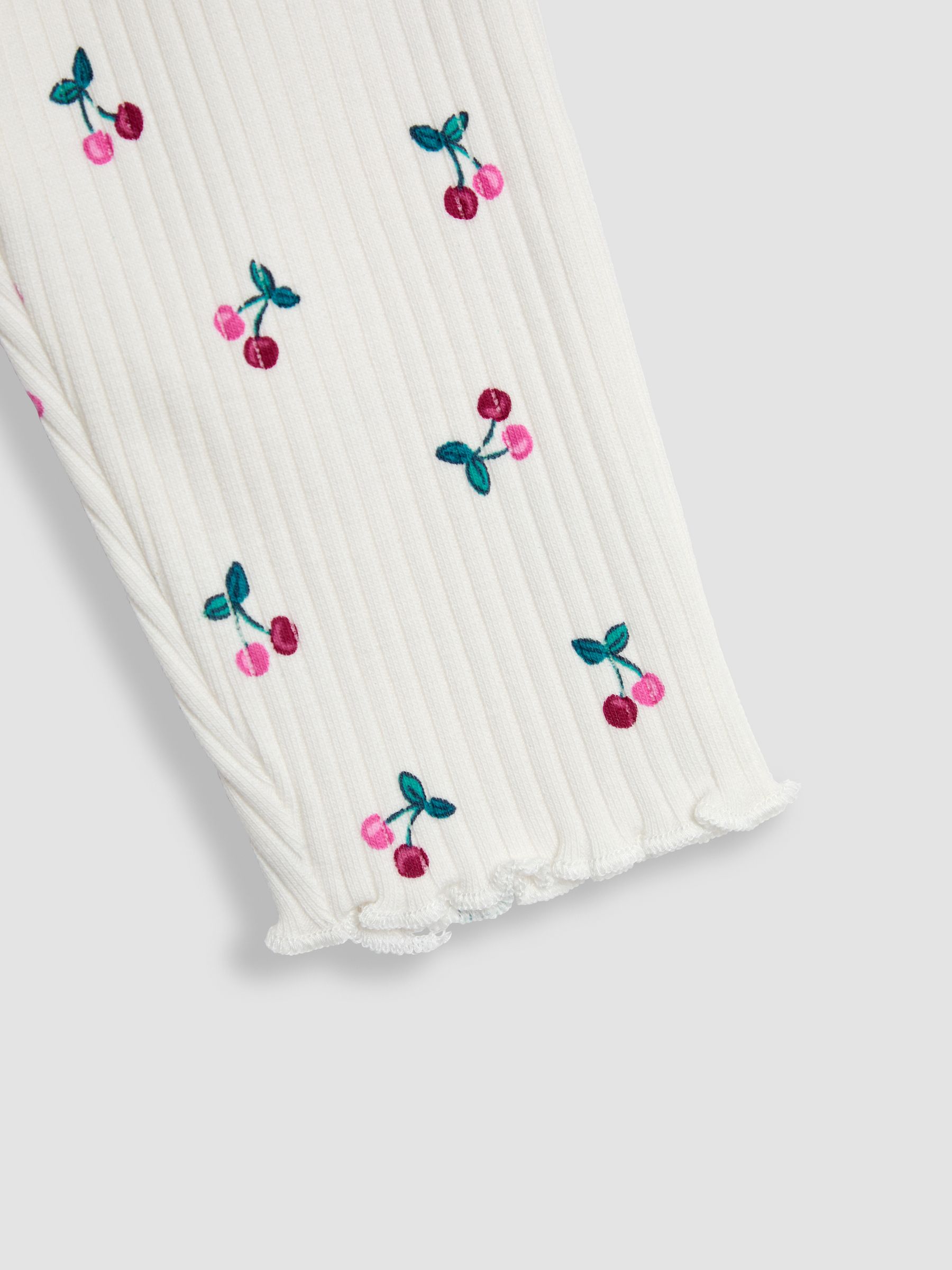 Cream Cherry Rib Frill Leggings 2 Pack - Image 6 of 7