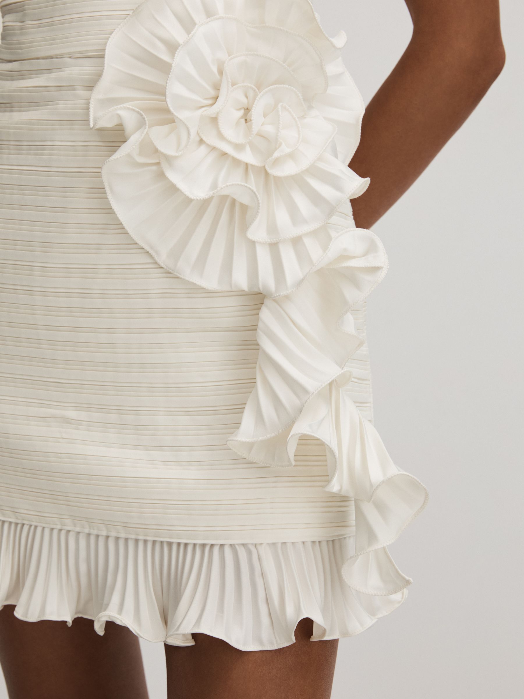 Reiss Amur Strapless Ruffle Mini Dress in Ivory | REISS Reiss Amur Strapless Ruffle Mini Dress in Ivory | REISS
