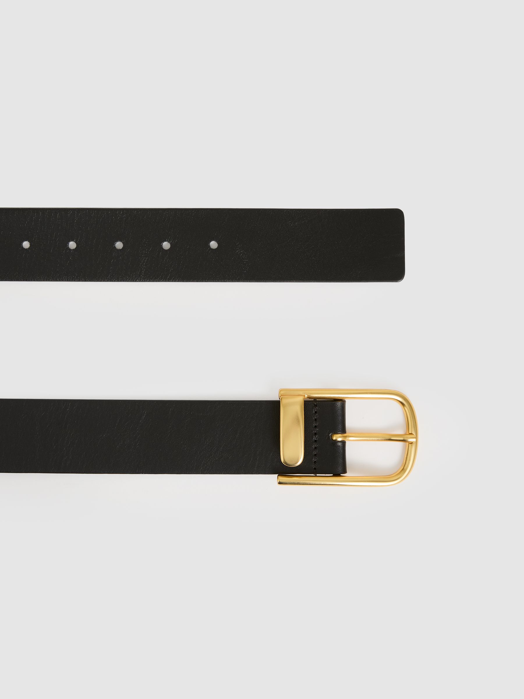 Leather Half Keeper Belt in Black - Image 3 of 4