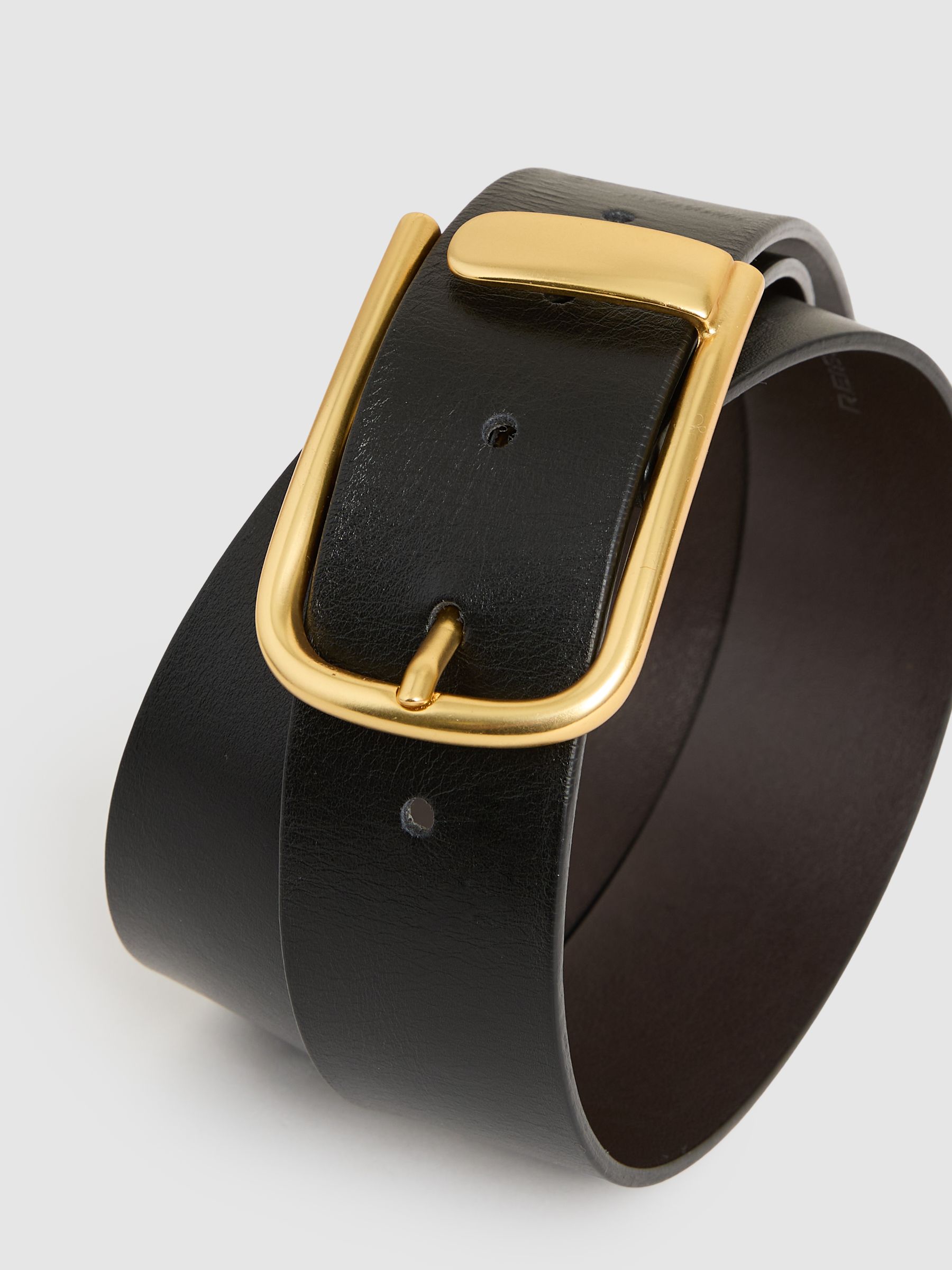 Leather Half Keeper Belt in Black - Image 4 of 4