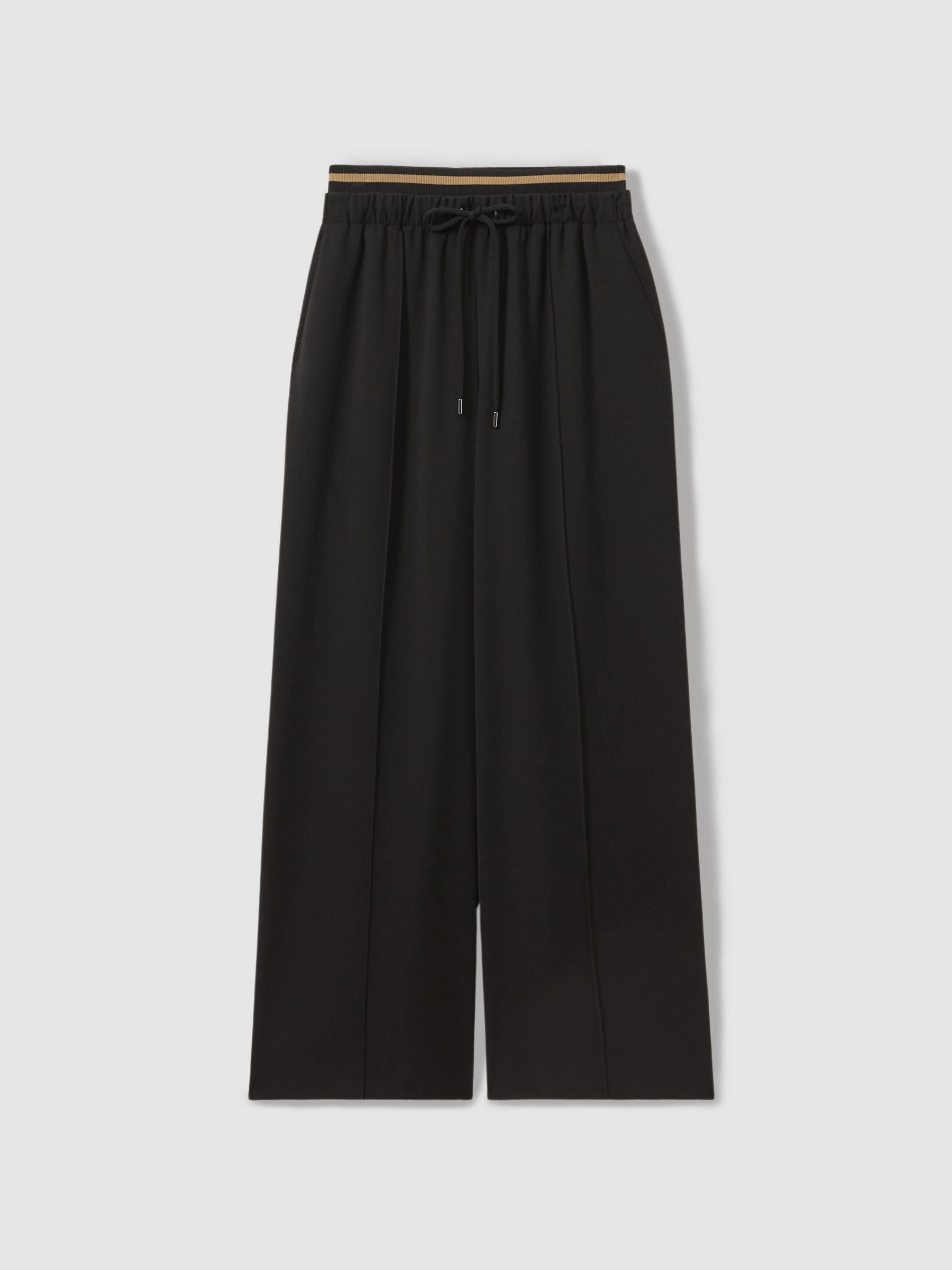 Petite Waistband Detail Wide Leg Trousers in Black - Image 2 of 7