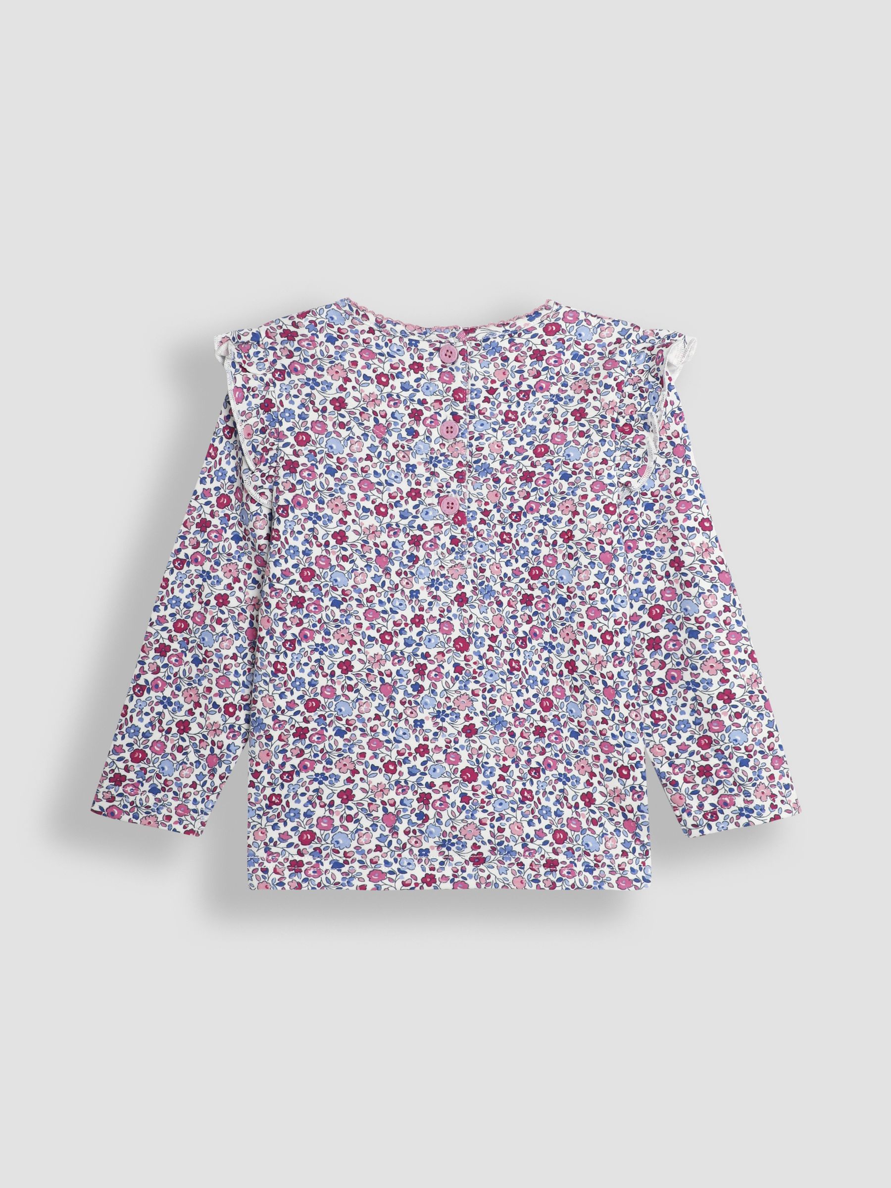 Purple 2-Pack Ditsy Floral & Stripe Frill Tops - Image 3 of 5