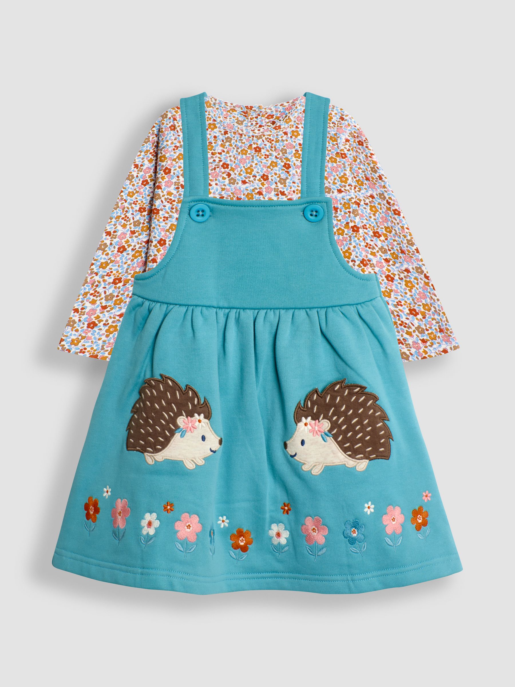 Duck Egg Appliqué Pinafore Dress & Top Set - Image 1 of 6