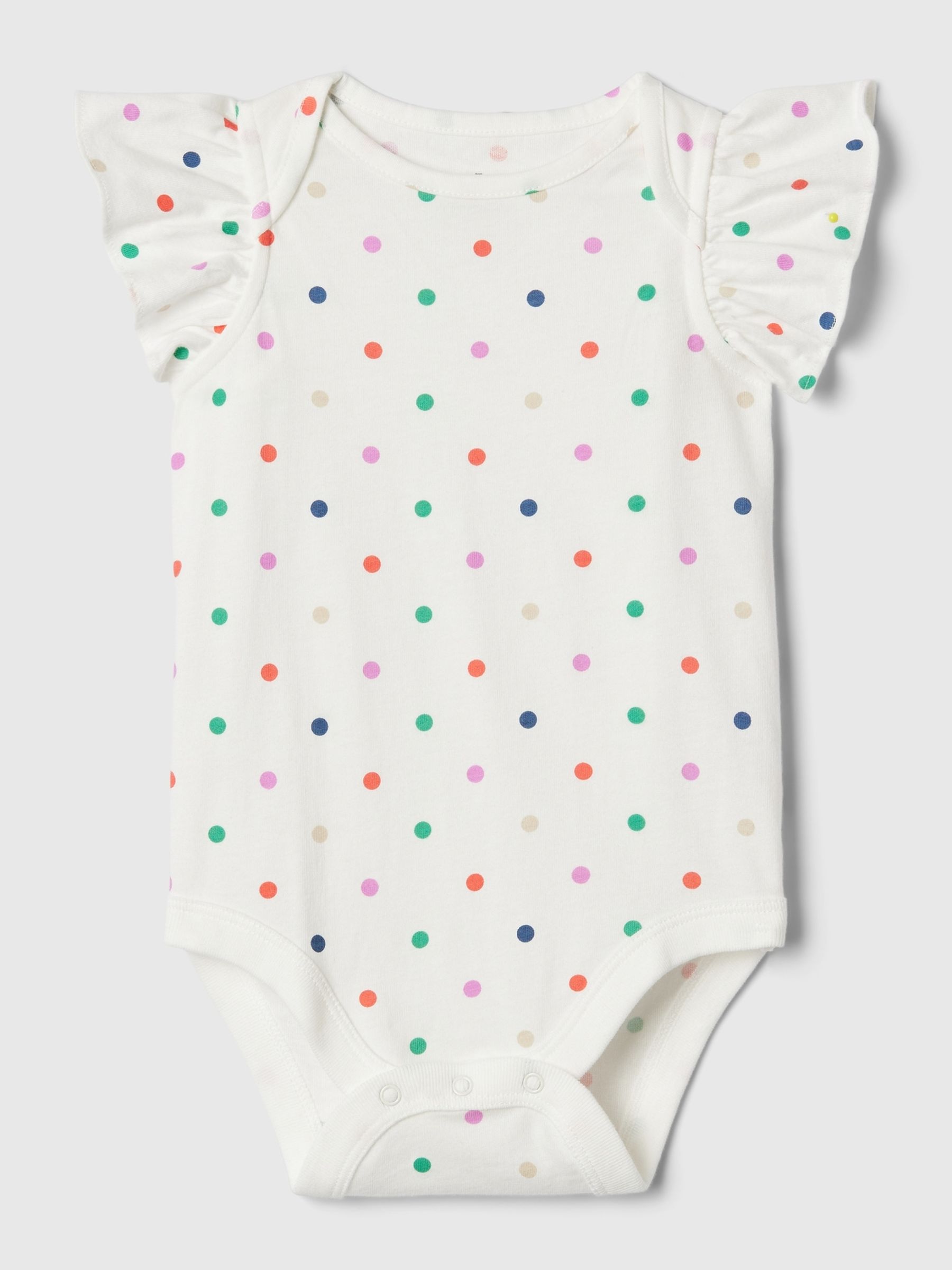 White Spot Cotton Short Flutter Sleeve Print Baby Bodysuit (Newborn-24mths) - Image 1 of 2