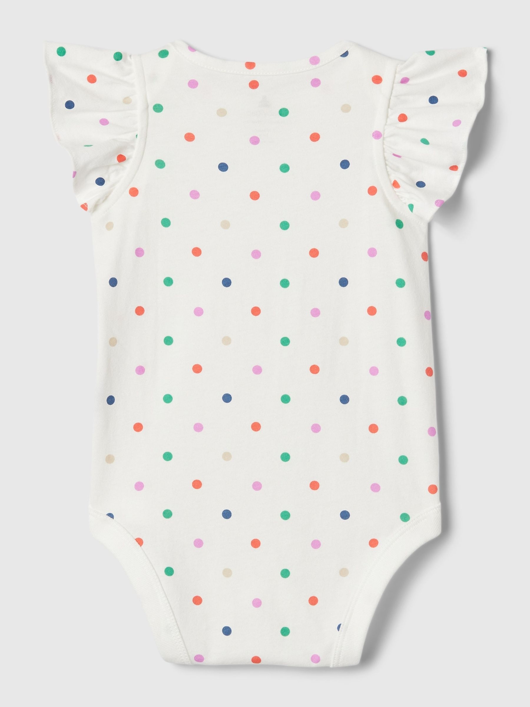 White Spot Cotton Short Flutter Sleeve Print Baby Bodysuit (Newborn-24mths) - Image 2 of 2