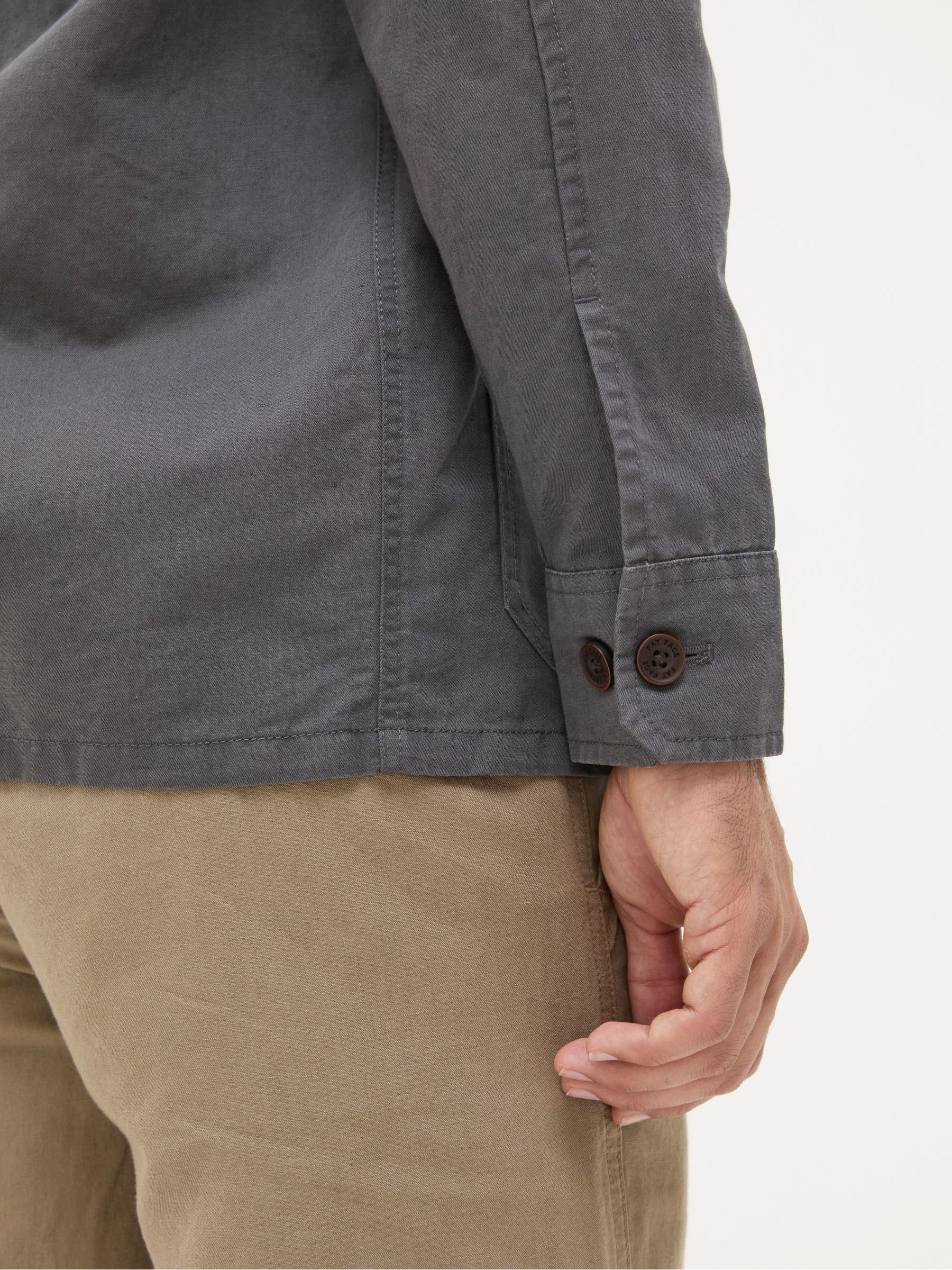 Grey Cotton Linen Worker Jacket - Image 4 of 5
