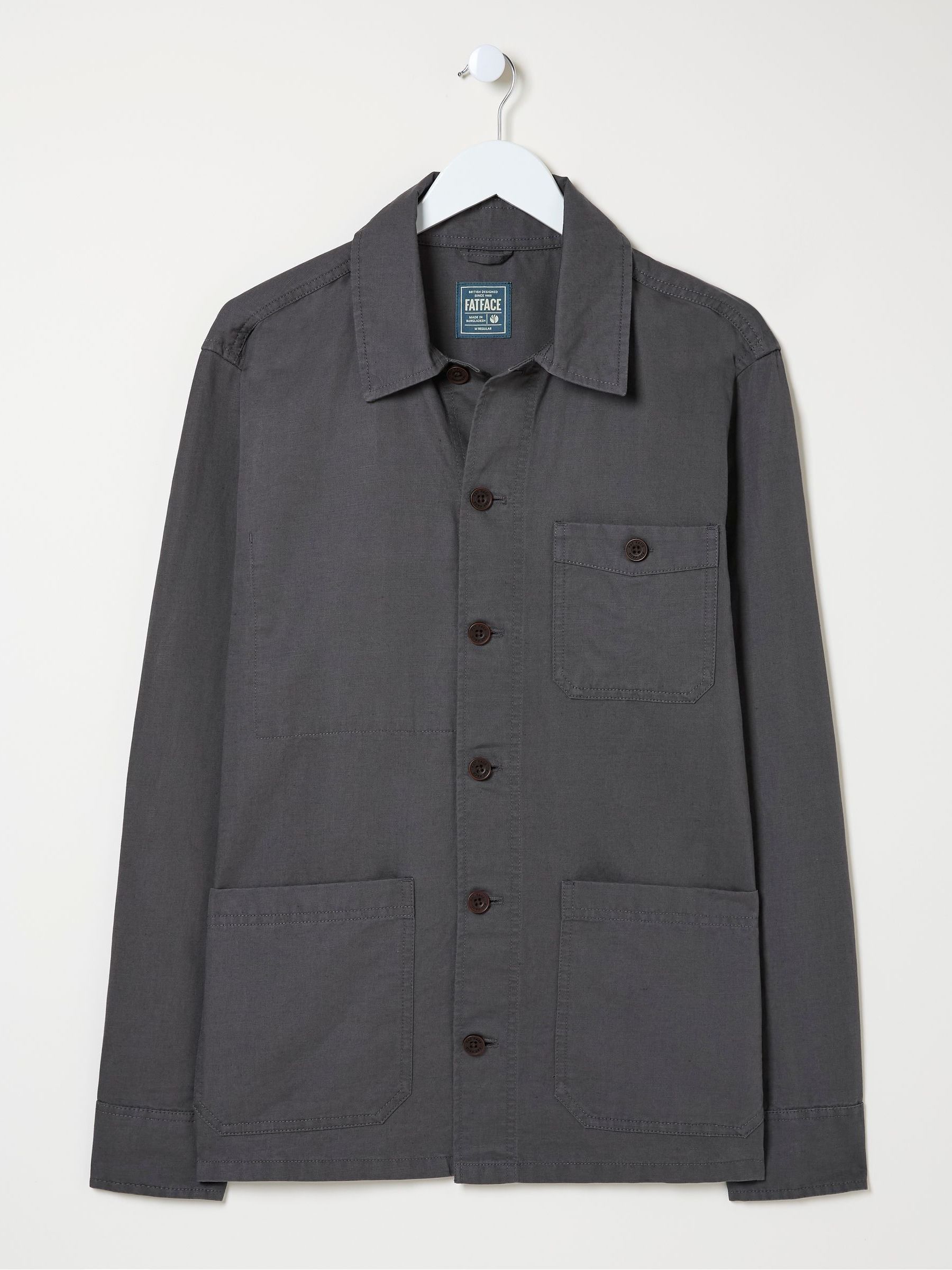 Grey Cotton Linen Worker Jacket - Image 5 of 5