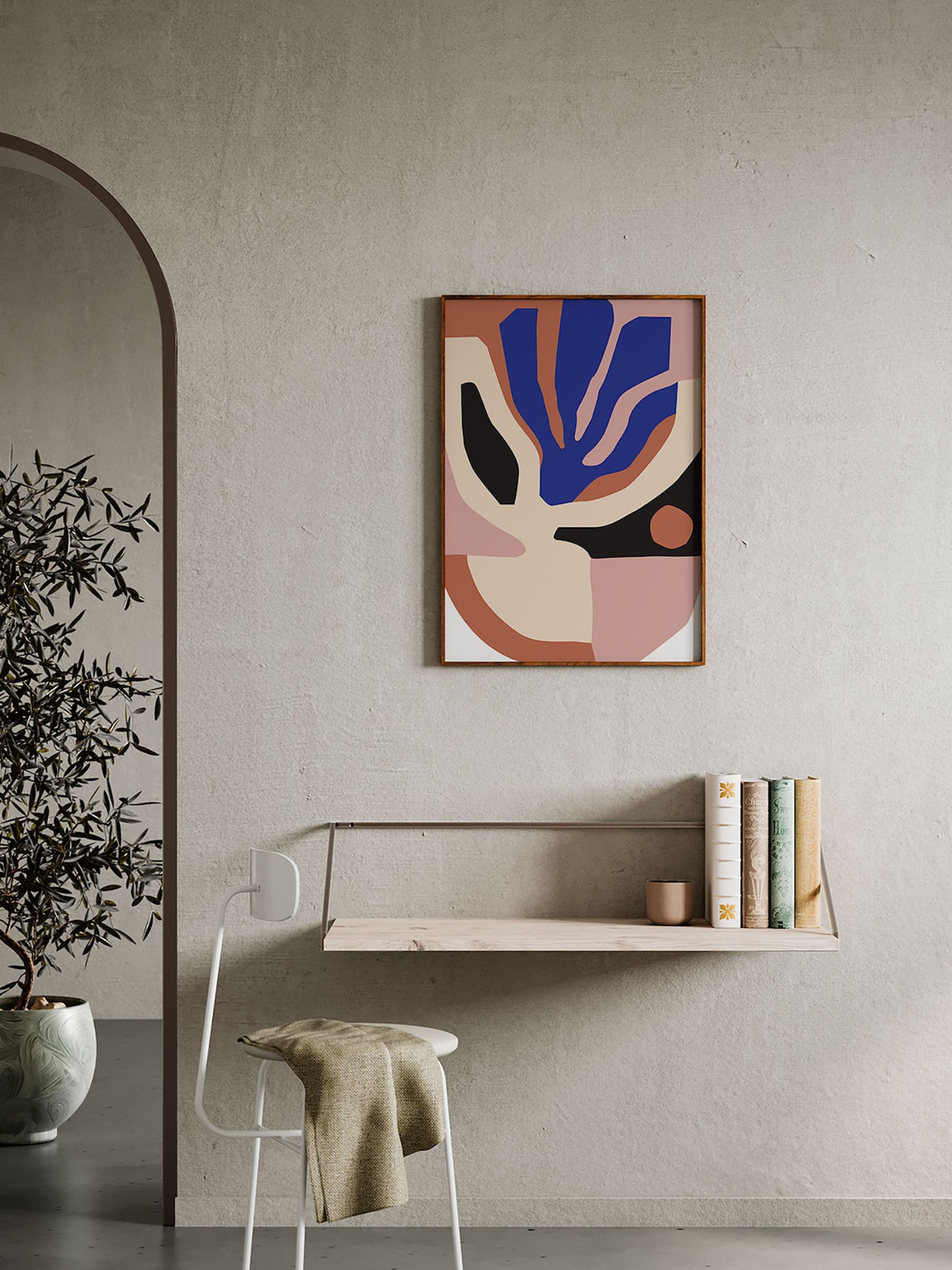Paper Collective Brown Monstera Framed Wall Art Print in Natural Oak Frame - Image 2 of 4