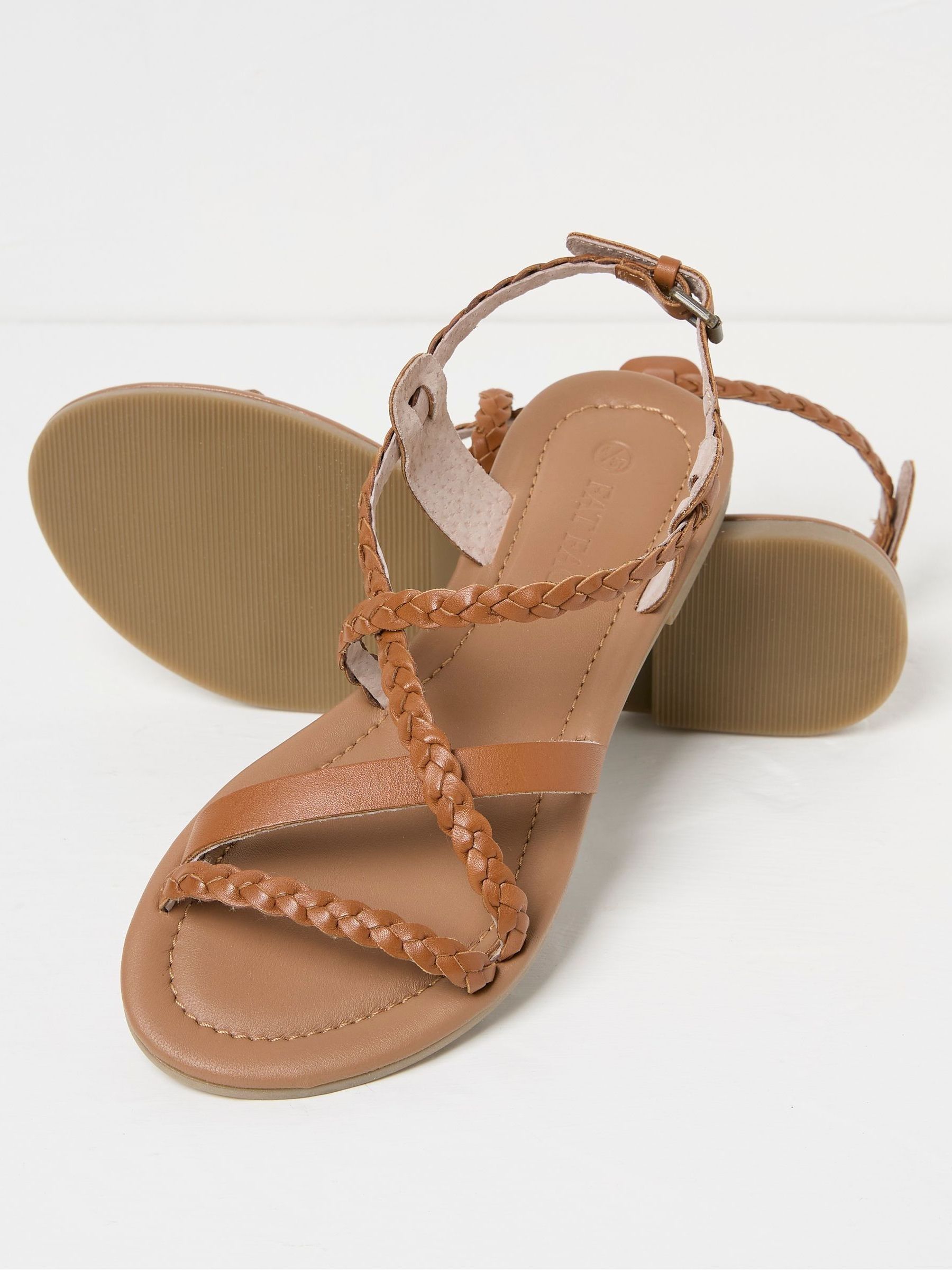 Daphne Brown Braided Leather Sandals - Image 2 of 3