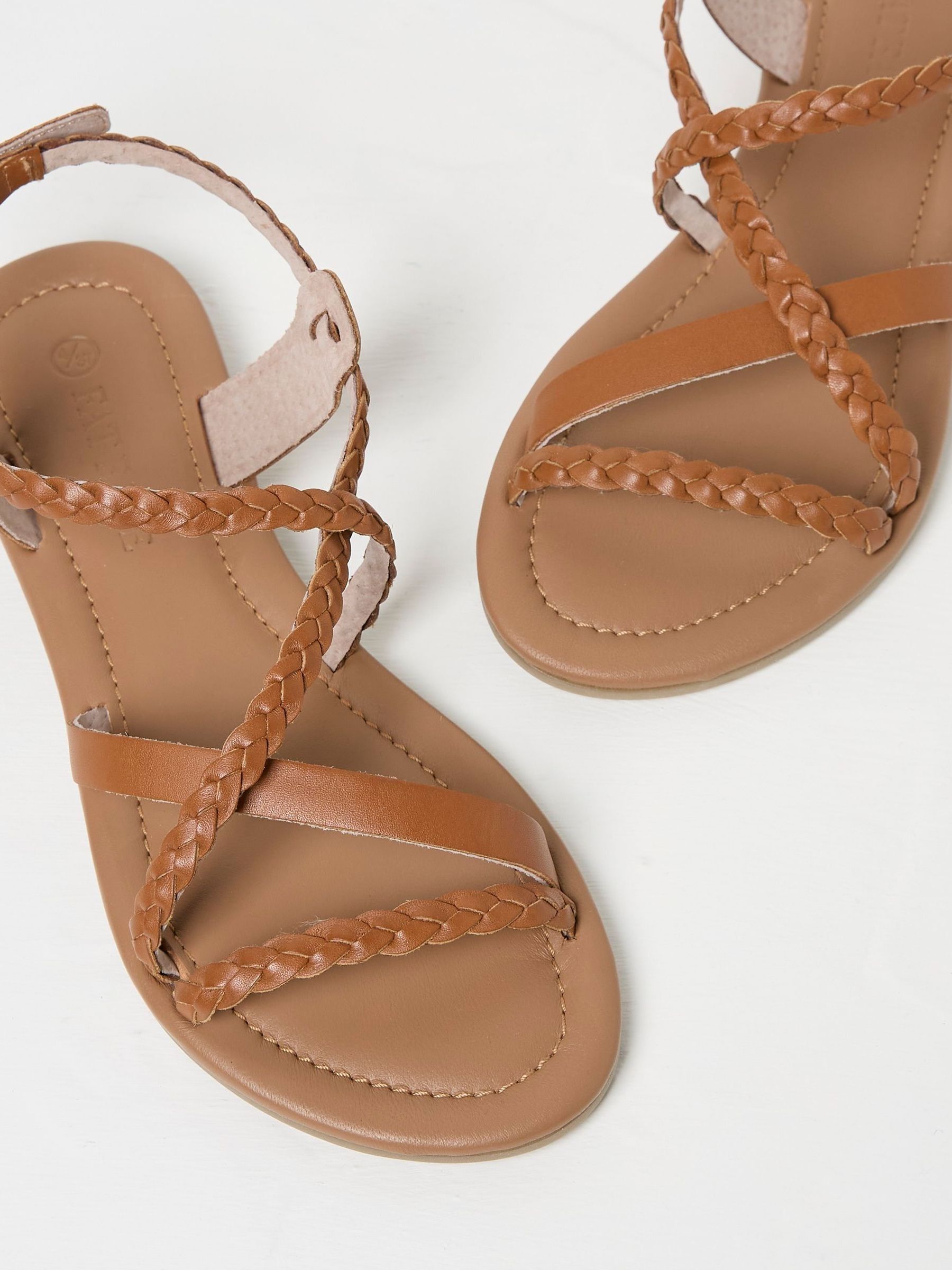Daphne Brown Braided Leather Sandals - Image 3 of 3