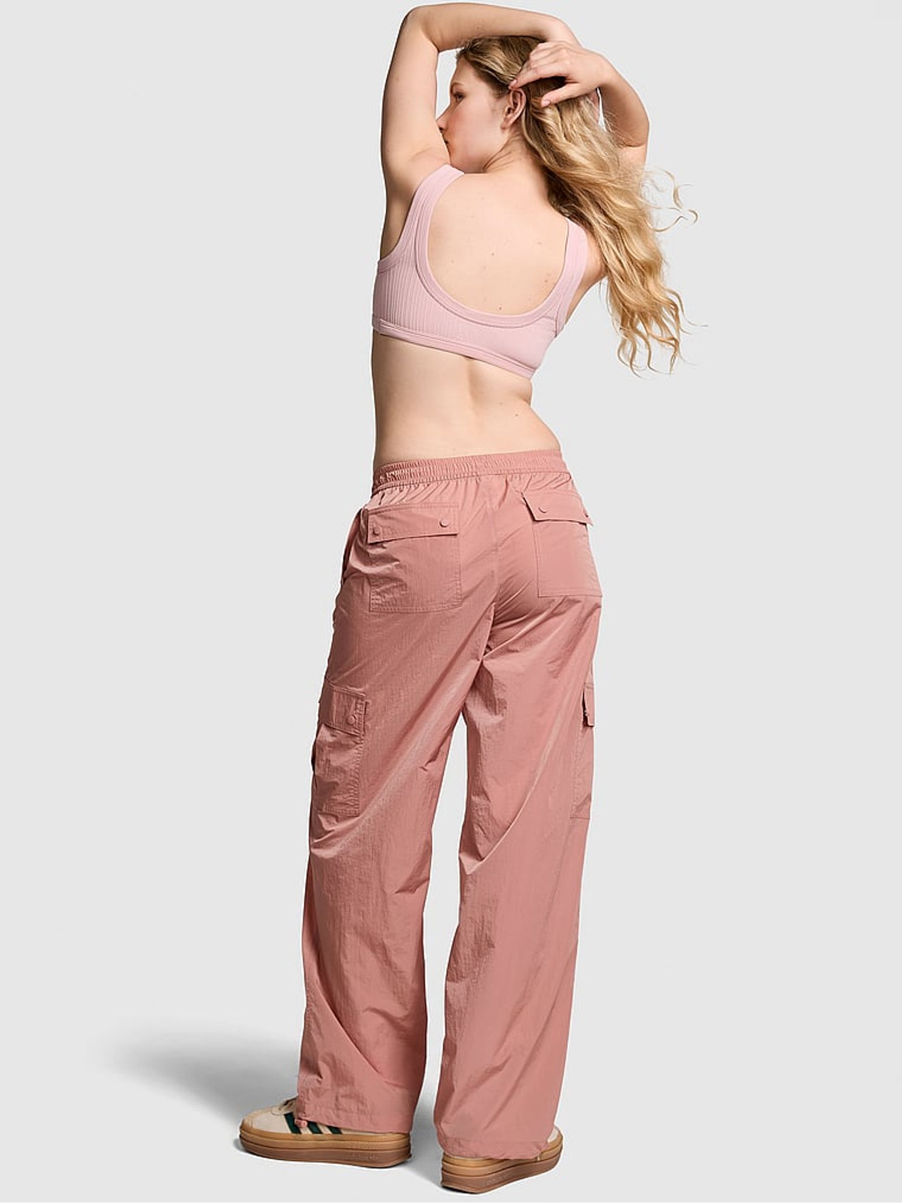 Almond Beige Brown Parachute Cargo Trousers - Image 2 of 3