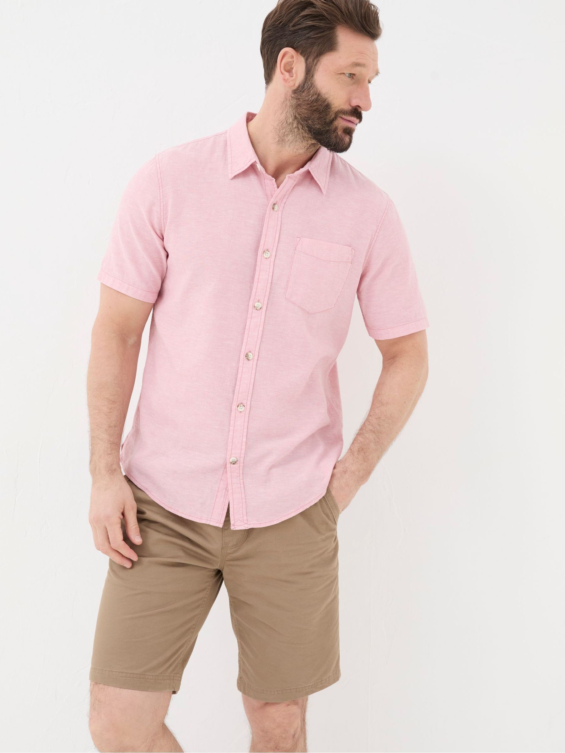 Bugle Pink Linen Cotton Shirt - Image 1 of 4 Bugle Pink Linen Cotton Shirt - Image 1 of 4