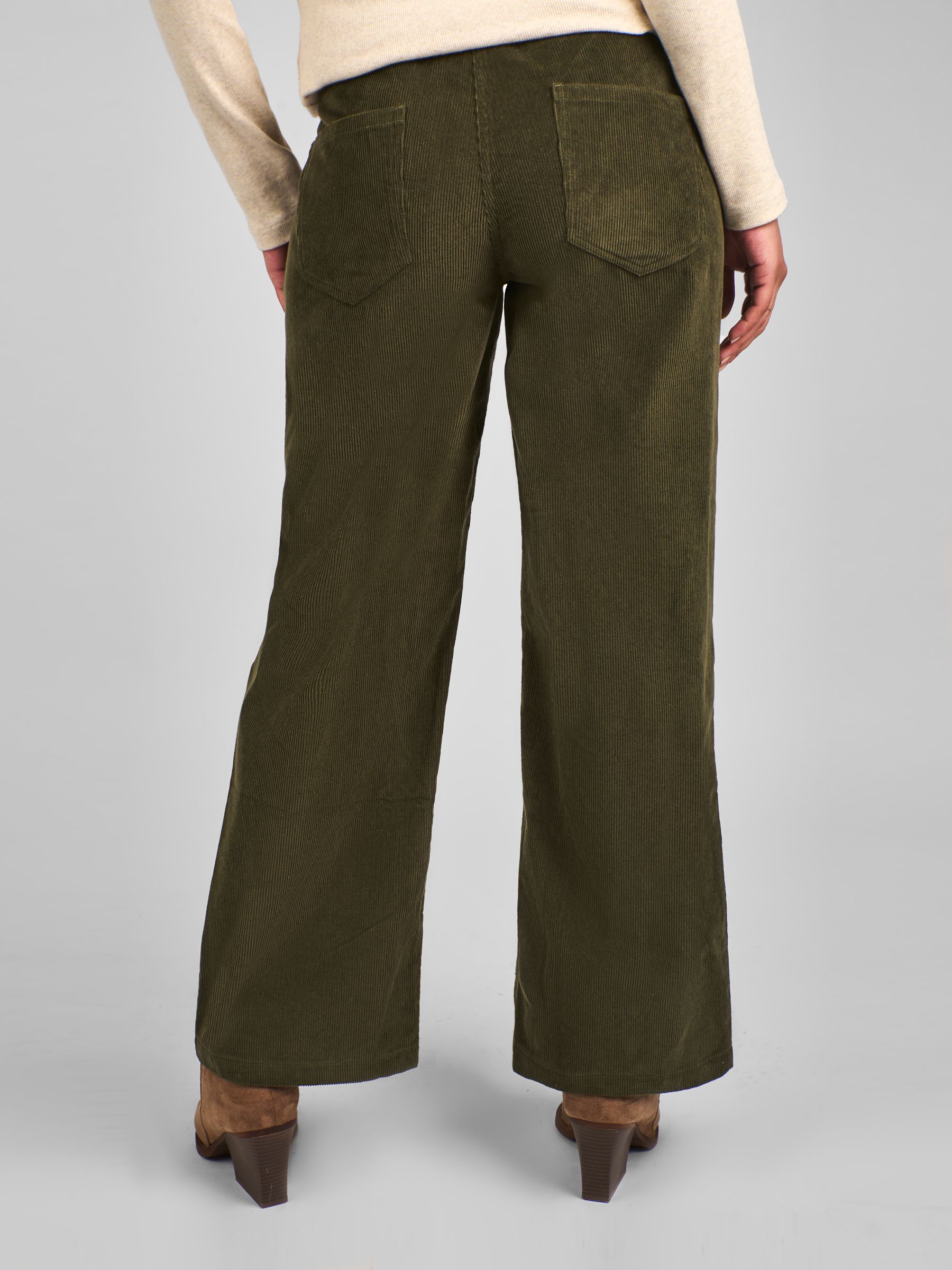 Khaki Green Corduroy Wide Leg Maternity Trousers - Image 2 of 4