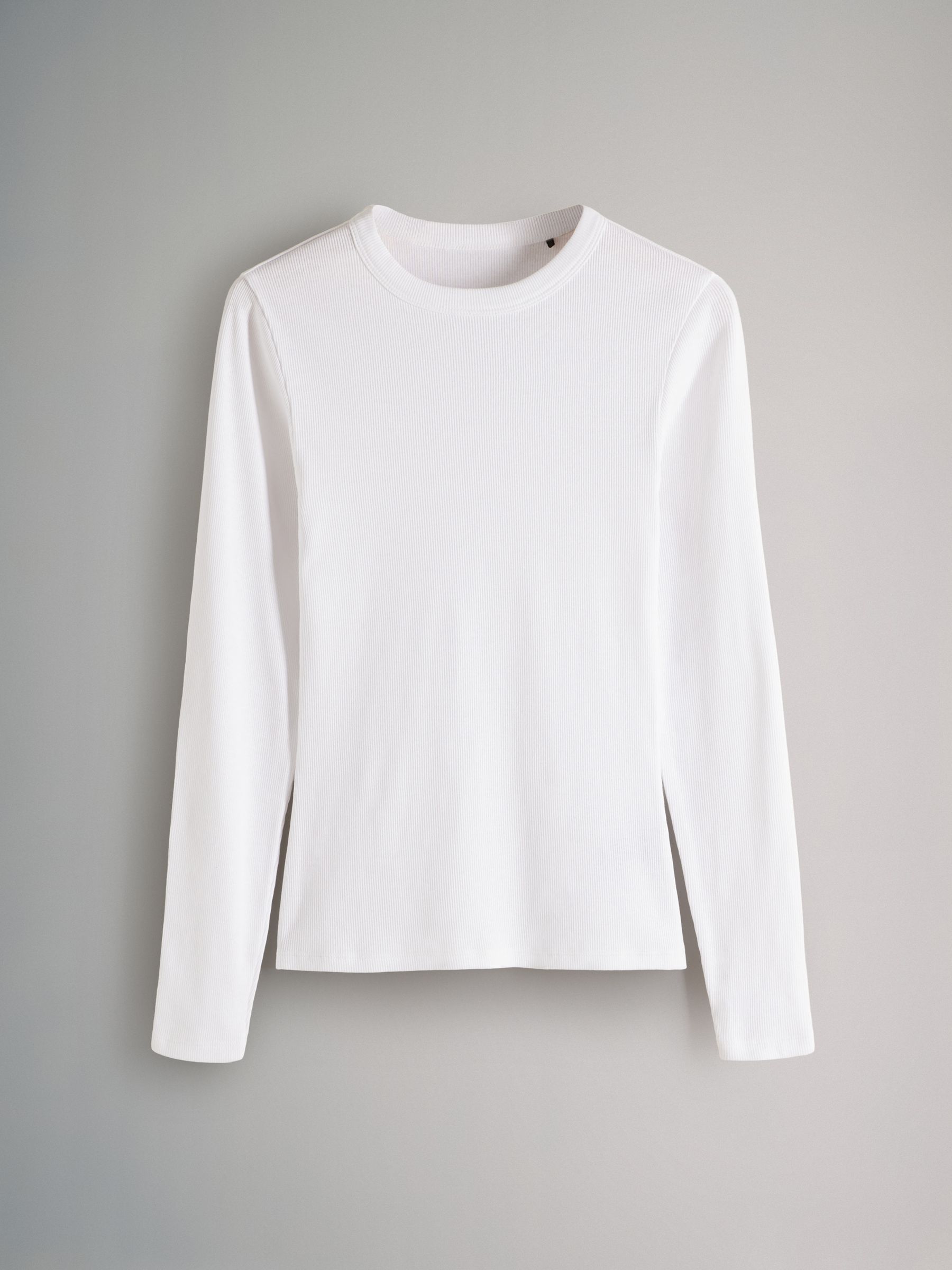 Black/Taupe Brown/White - 3 Pack Long Sleeve Ribbed T-Shirts - Image 10 of 12