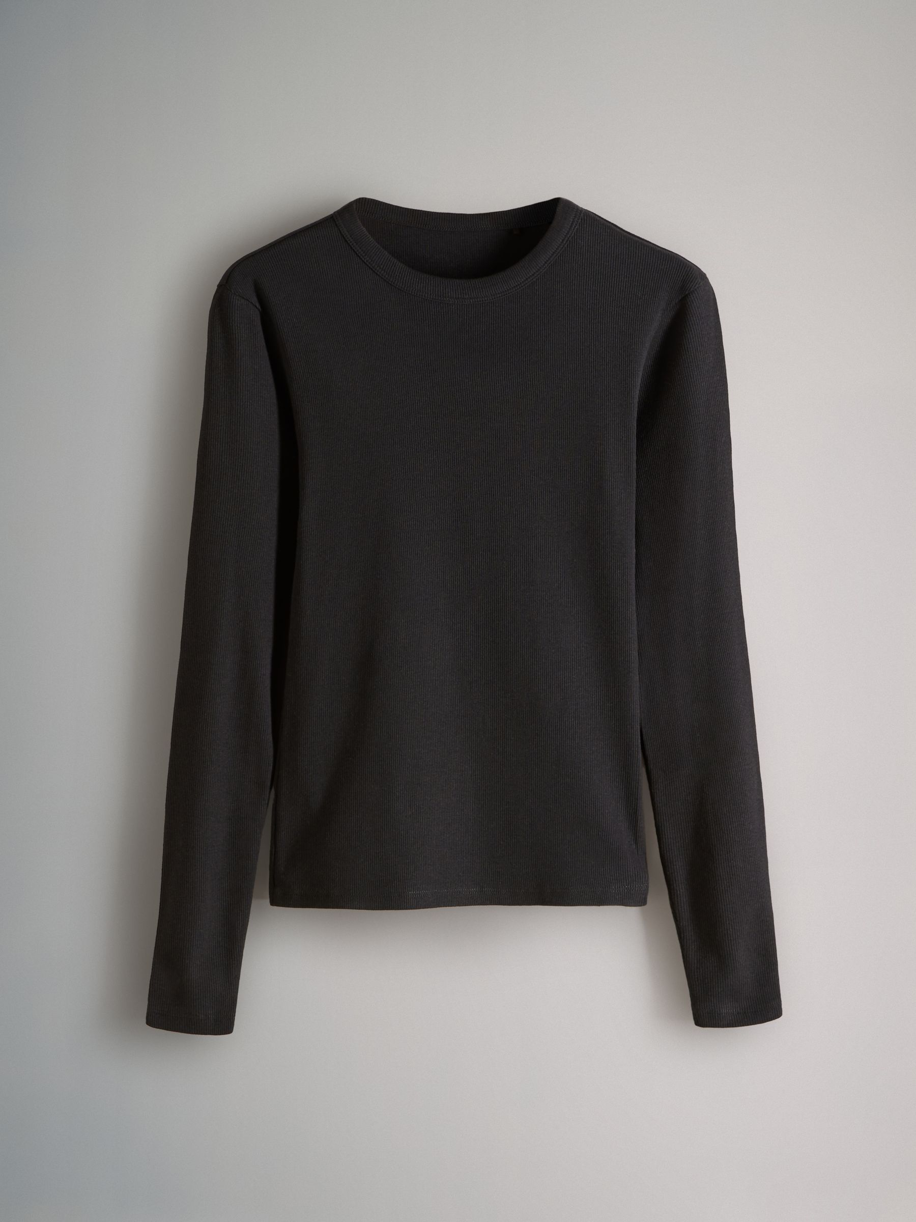 Black/Taupe Brown/White - 3 Pack Long Sleeve Ribbed T-Shirts - Image 11 of 12
