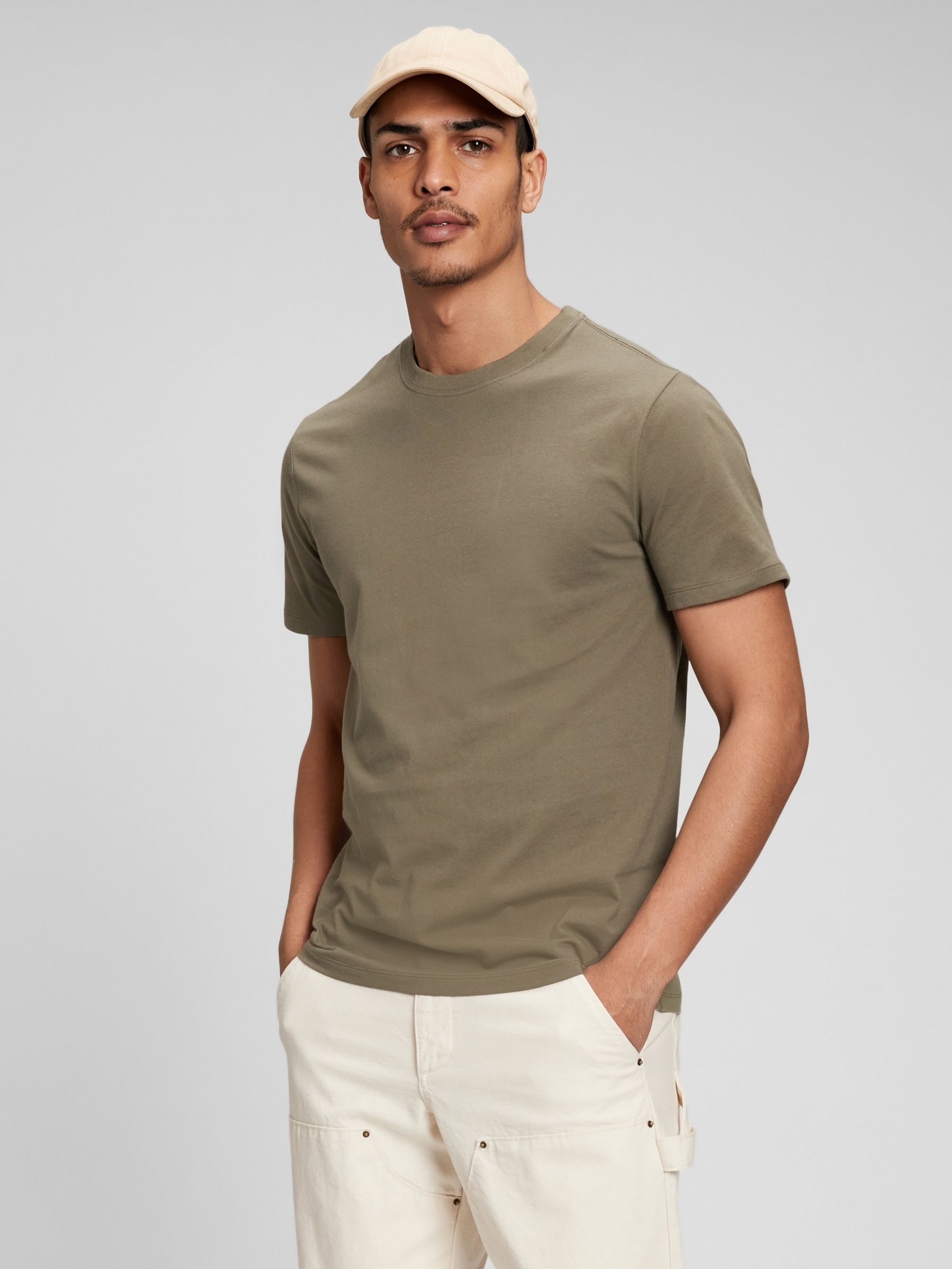 Light Green Everyday 100% Cotton Crew Neck T-Shirt - Image 1 of 4