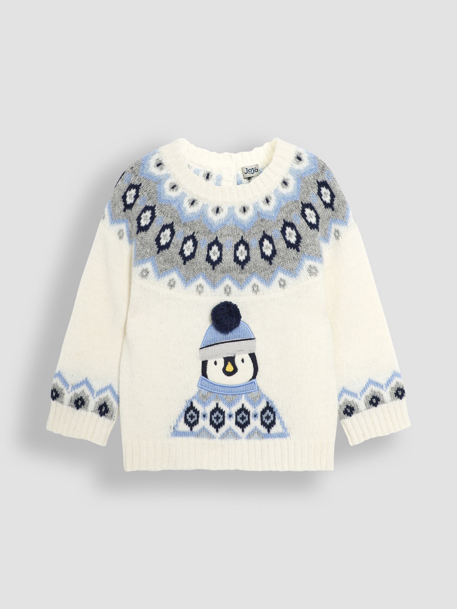 Ecru Penguin Christmas Penguin Fair Isle Pattern Jumper - Image 1 of 3