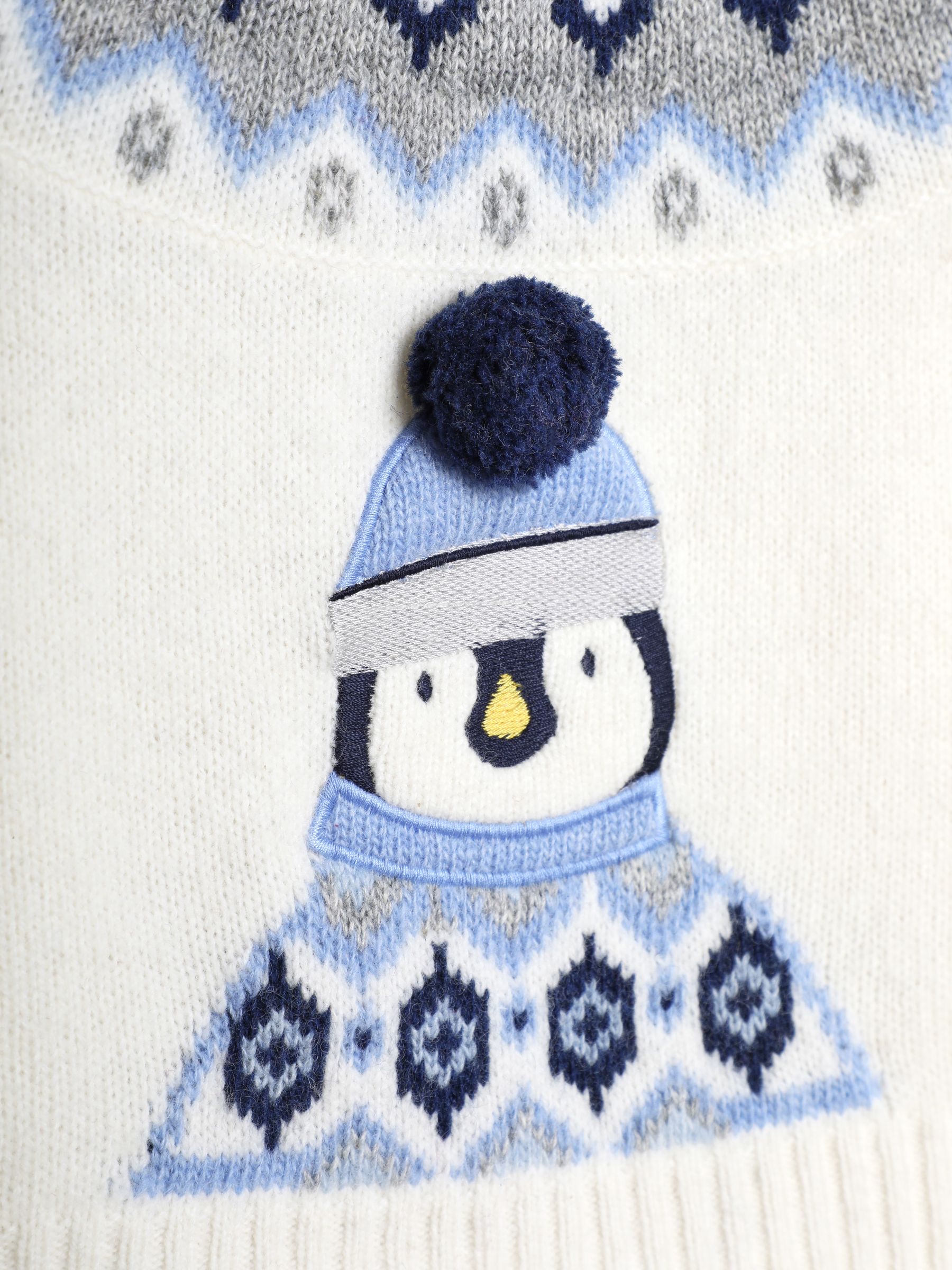 Ecru Penguin Christmas Penguin Fair Isle Pattern Jumper - Image 3 of 3