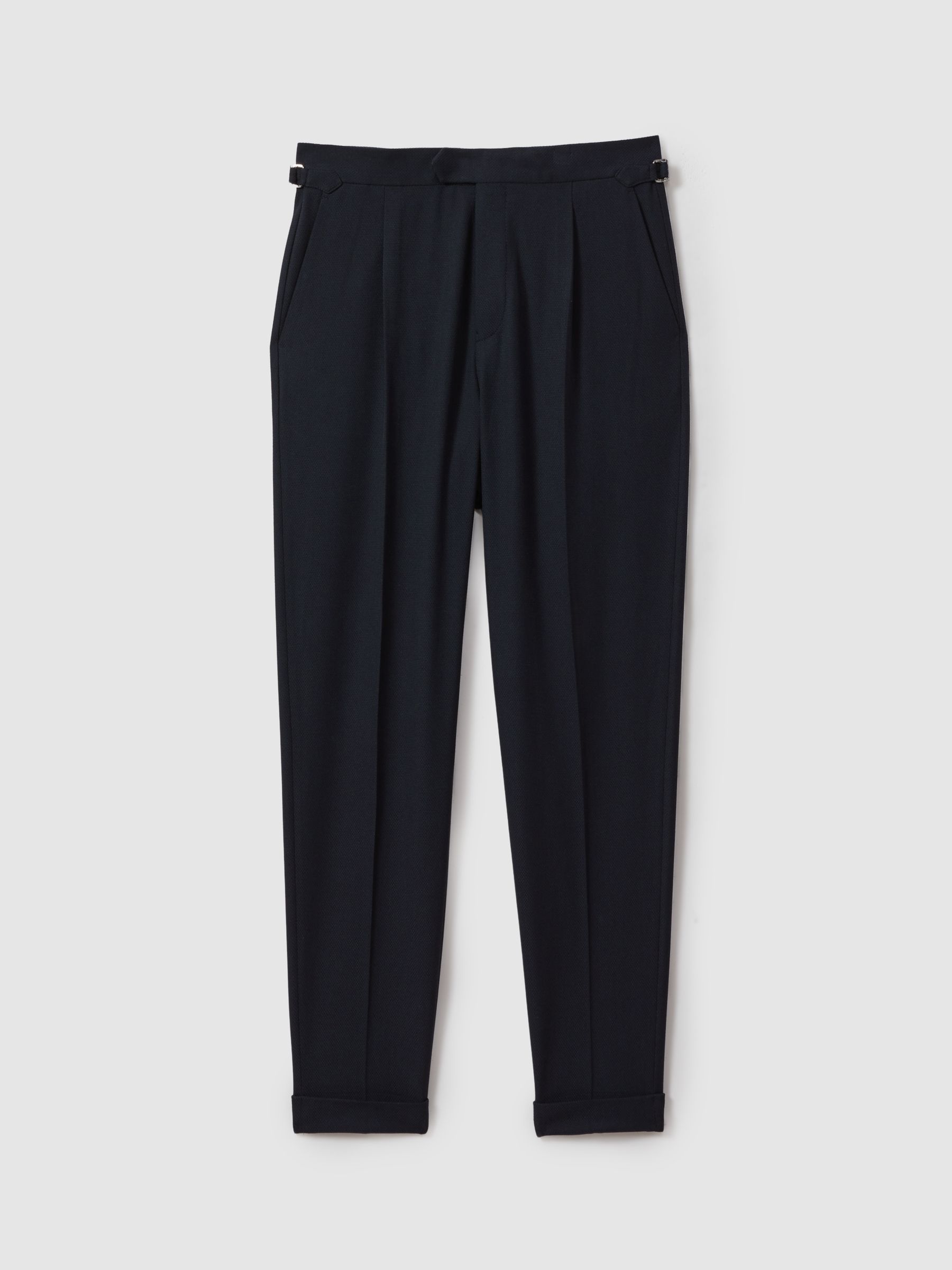 Tapered Trousers with Turn-Ups in Navy - Image 2 de 5