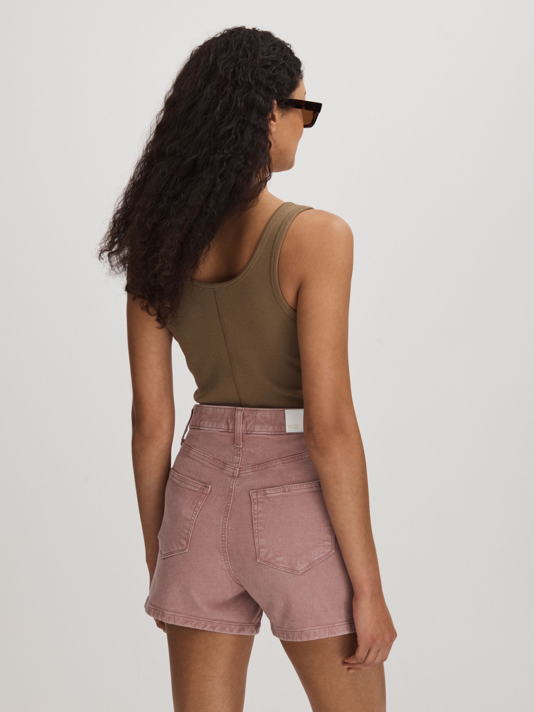 Paige High Rise Denim Shorts in Blush - Image 4 of 5