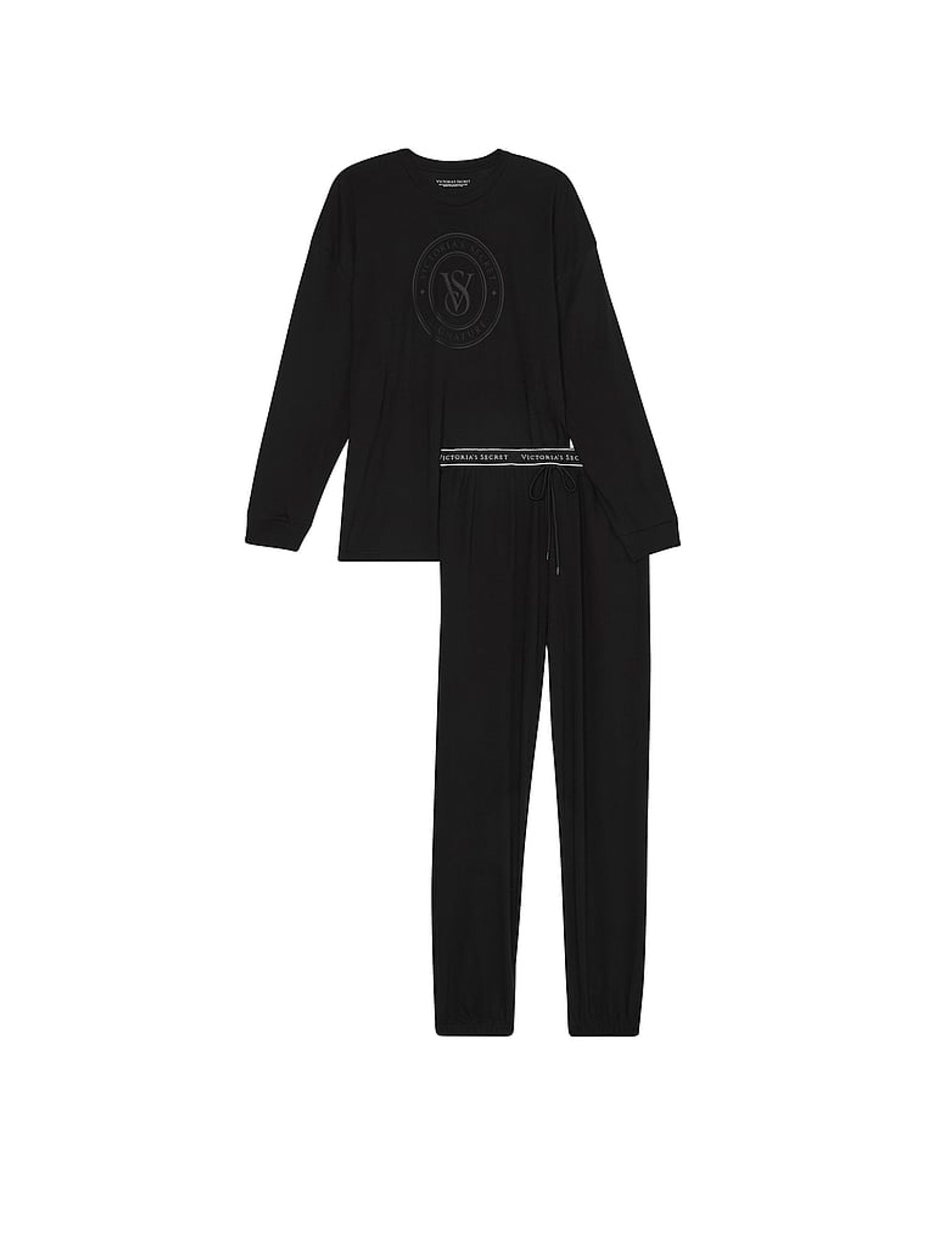 Black Cotton Long Pyjama Set - Image 3 of 4