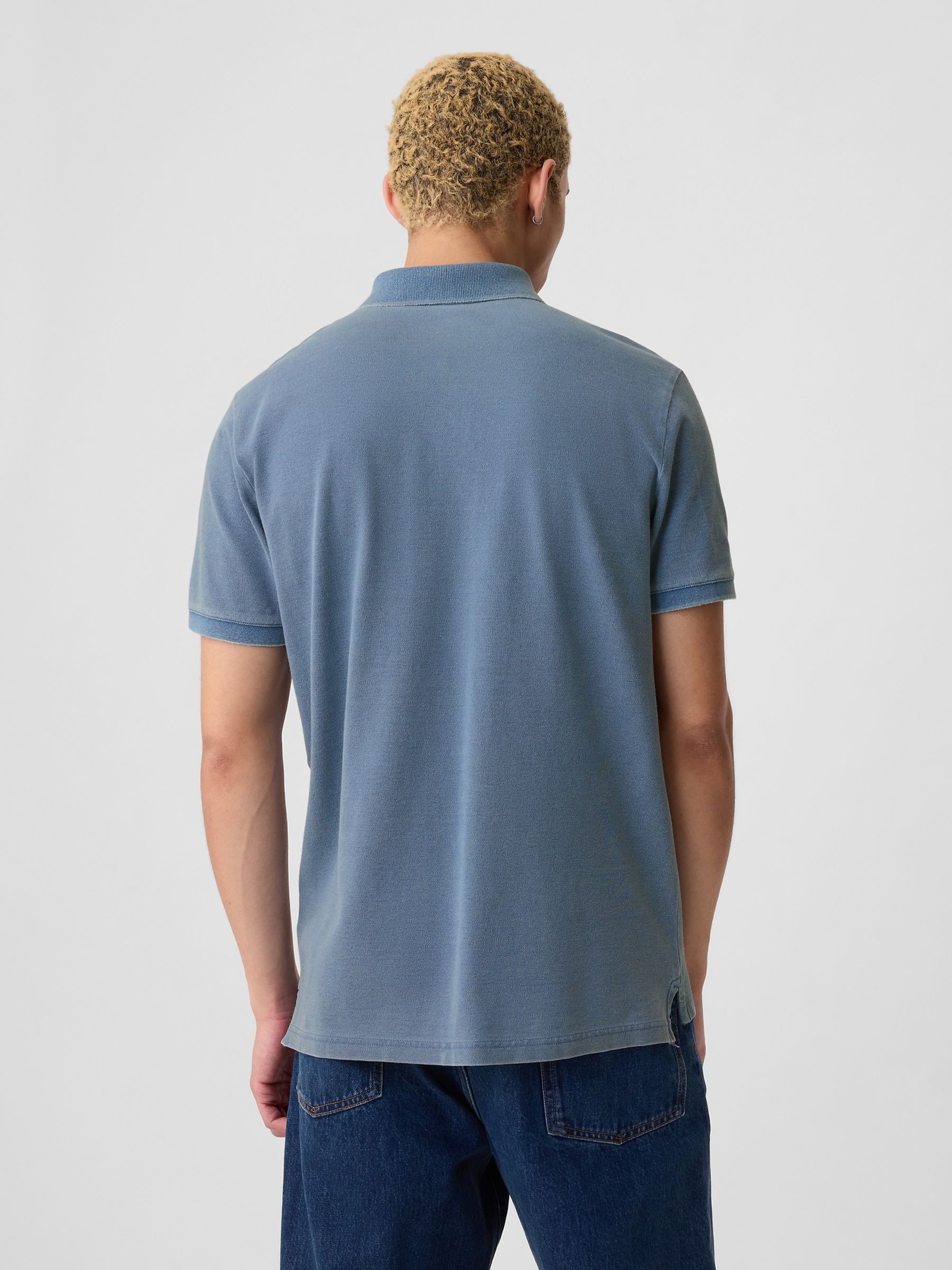 Blue Cotton Logo Pique Short Sleeve Polo Shirt - Image 2 of 4