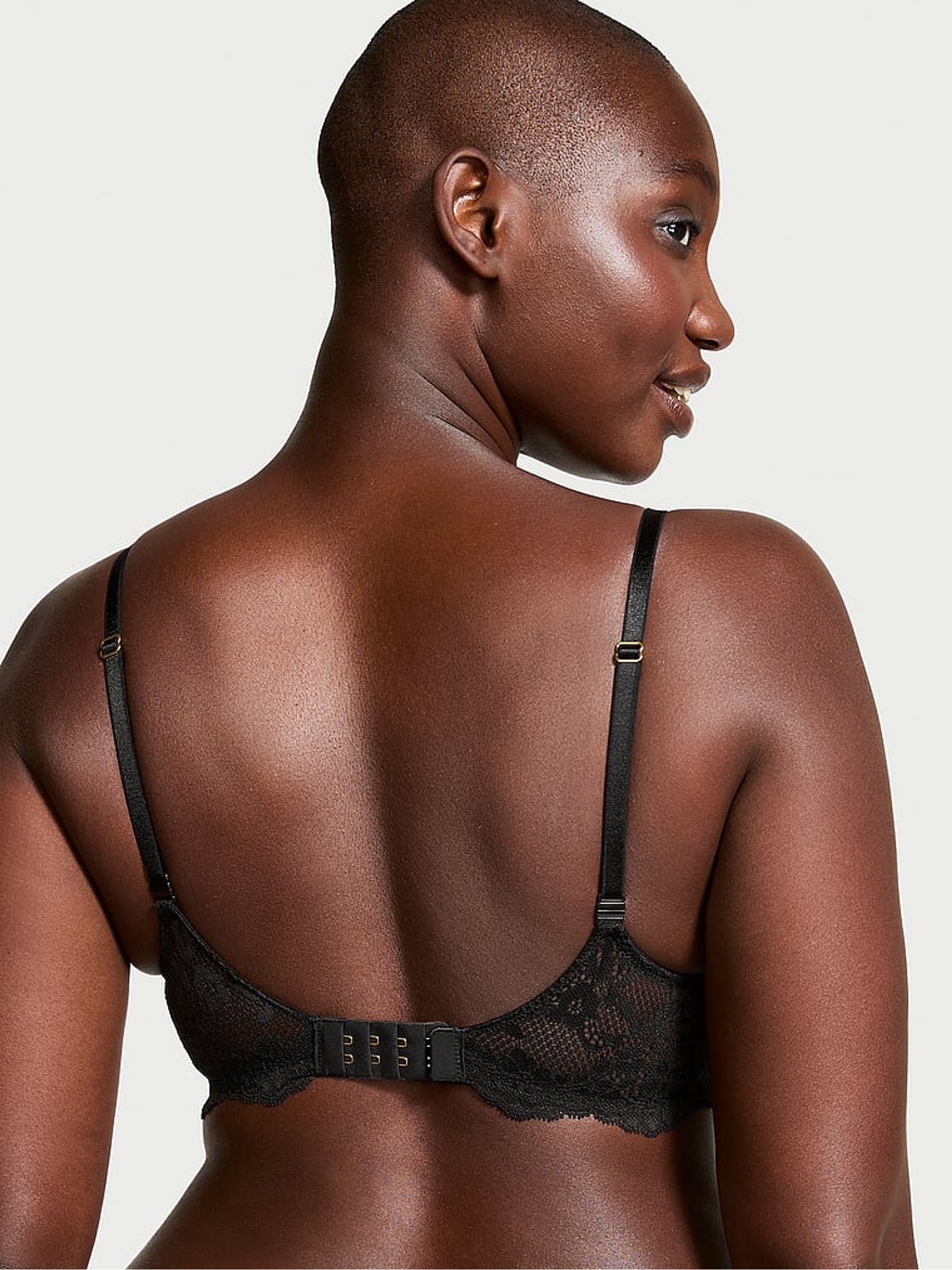 Black Half Pad Plunge Lace Bra - Image 2 of 3