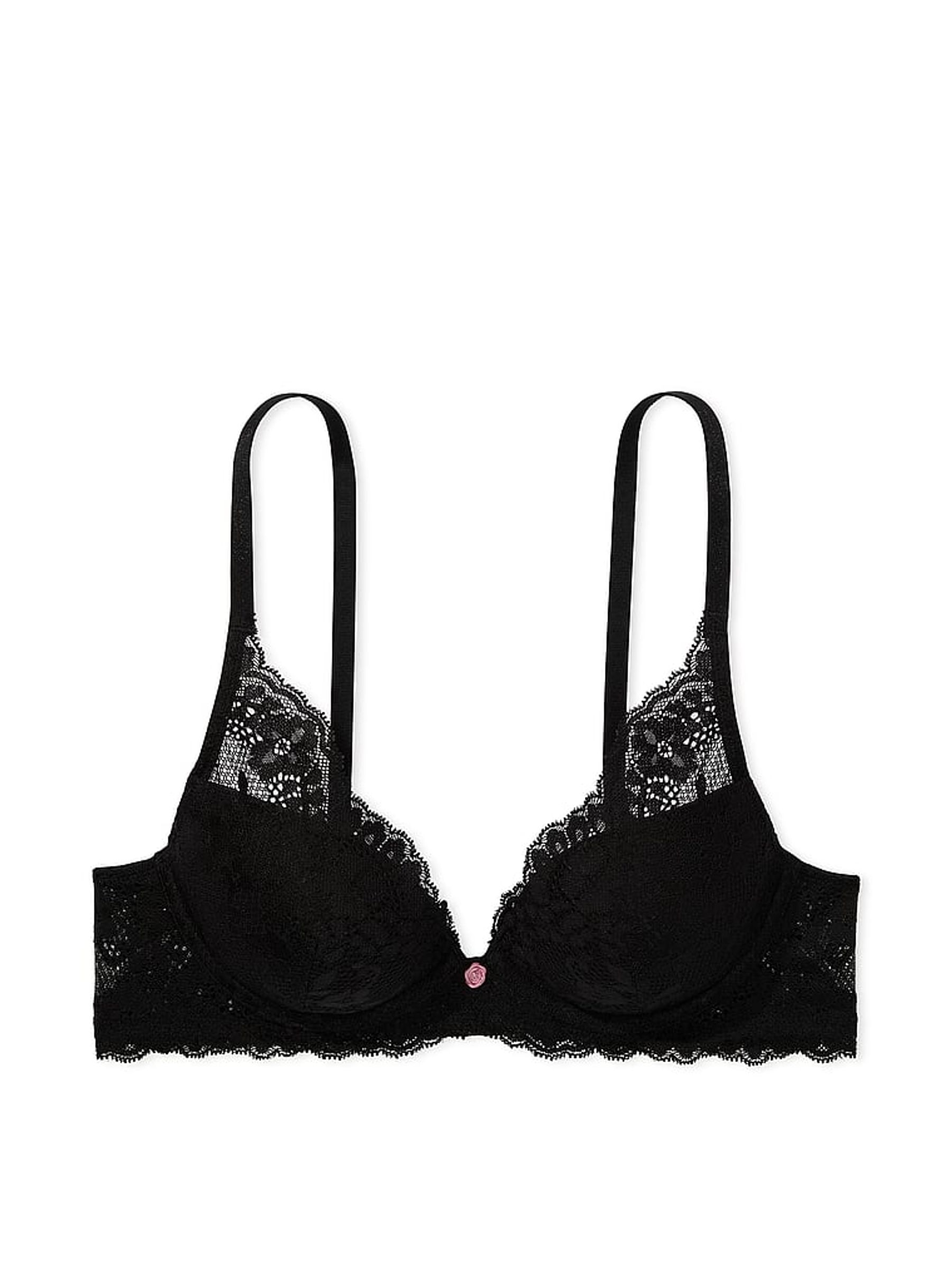 Black Half Pad Plunge Lace Bra - Image 3 of 3