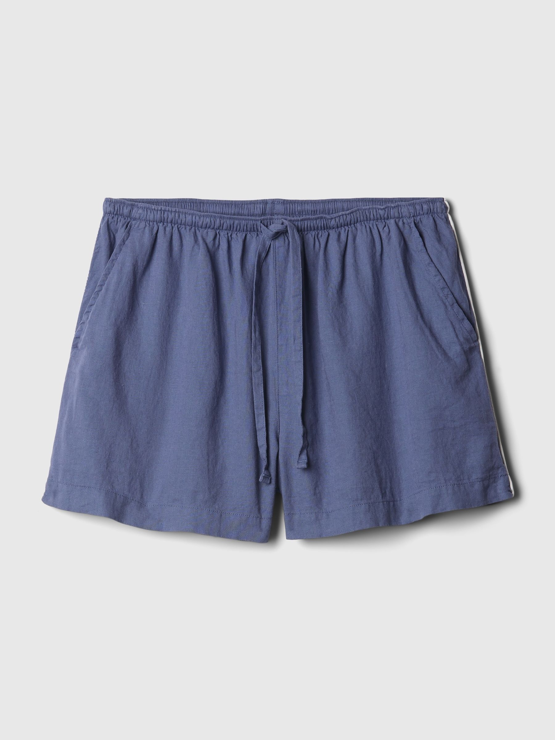 Blue Linen-Blend Pyjama Shorts - Image 4 of 4