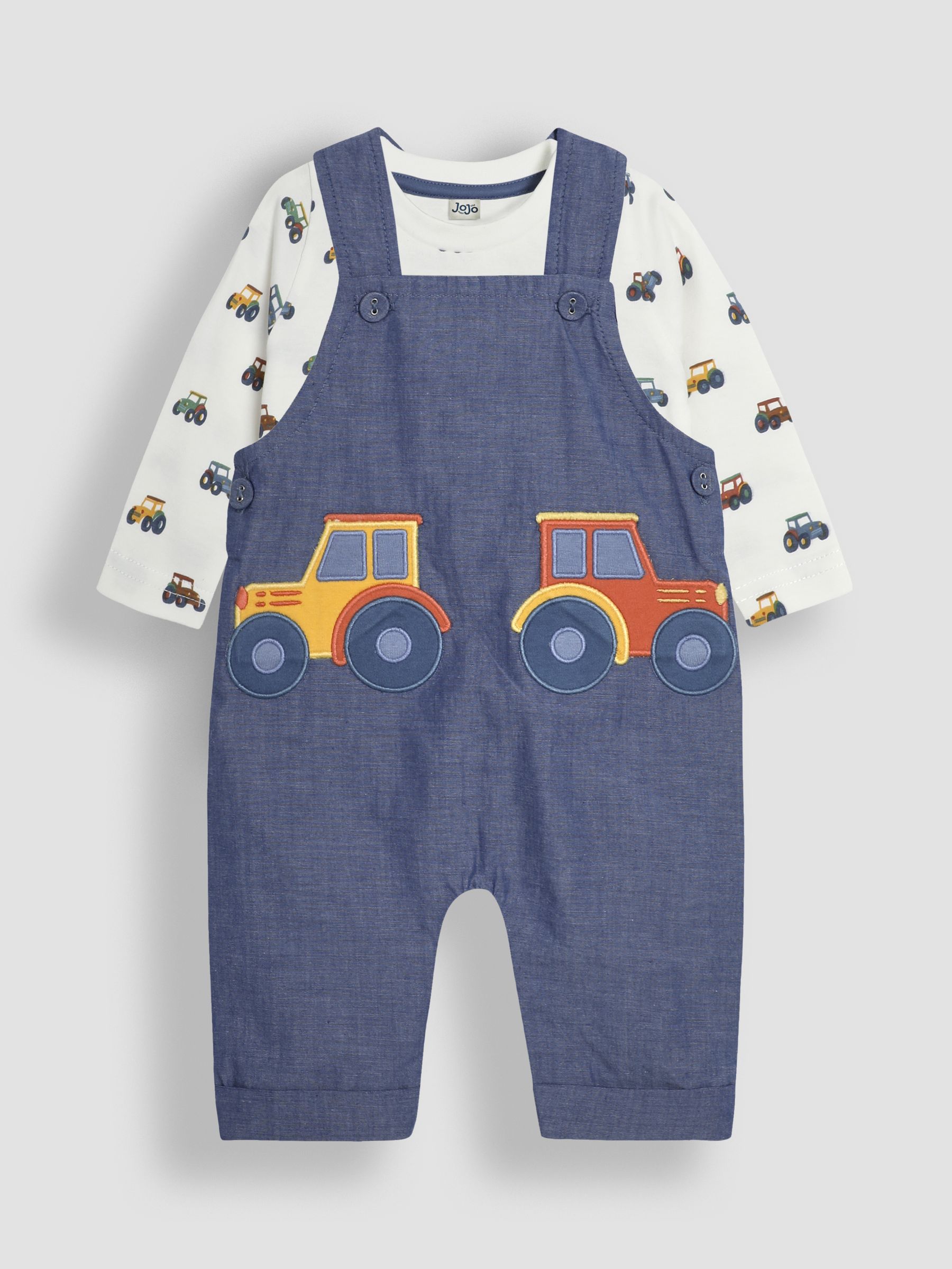 Chambray Tractor Appliqué Pocket Dungarees and Top Set - Image 1 of 6