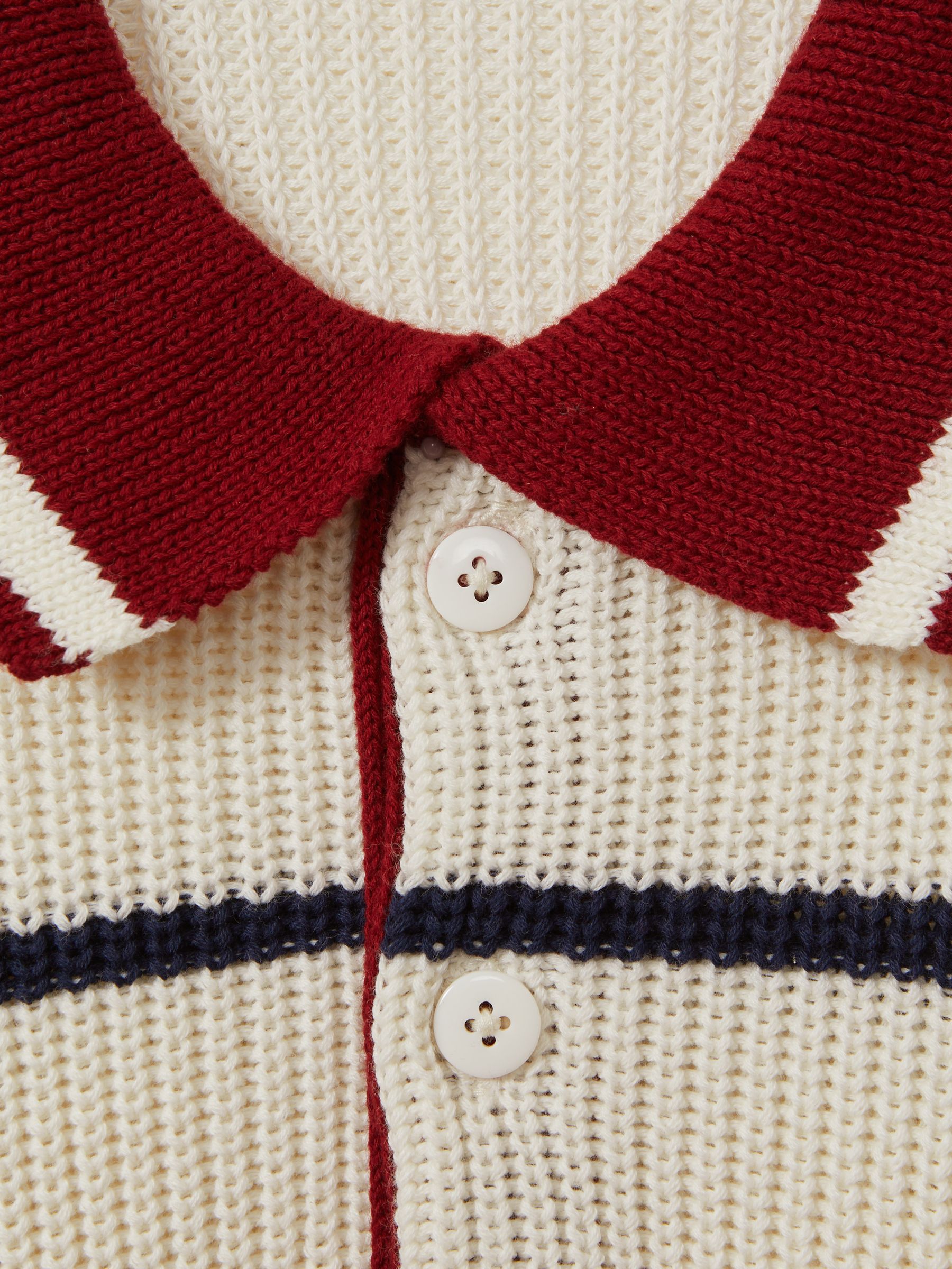 The Upside Oversized Cotton Polo Jumper in White Stripe - Image 7 of 7